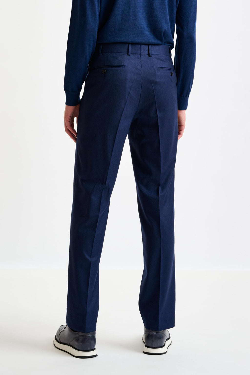 Dark Blue Super 100's Wool Farley Trousers Flannel Saxony — detail 3
