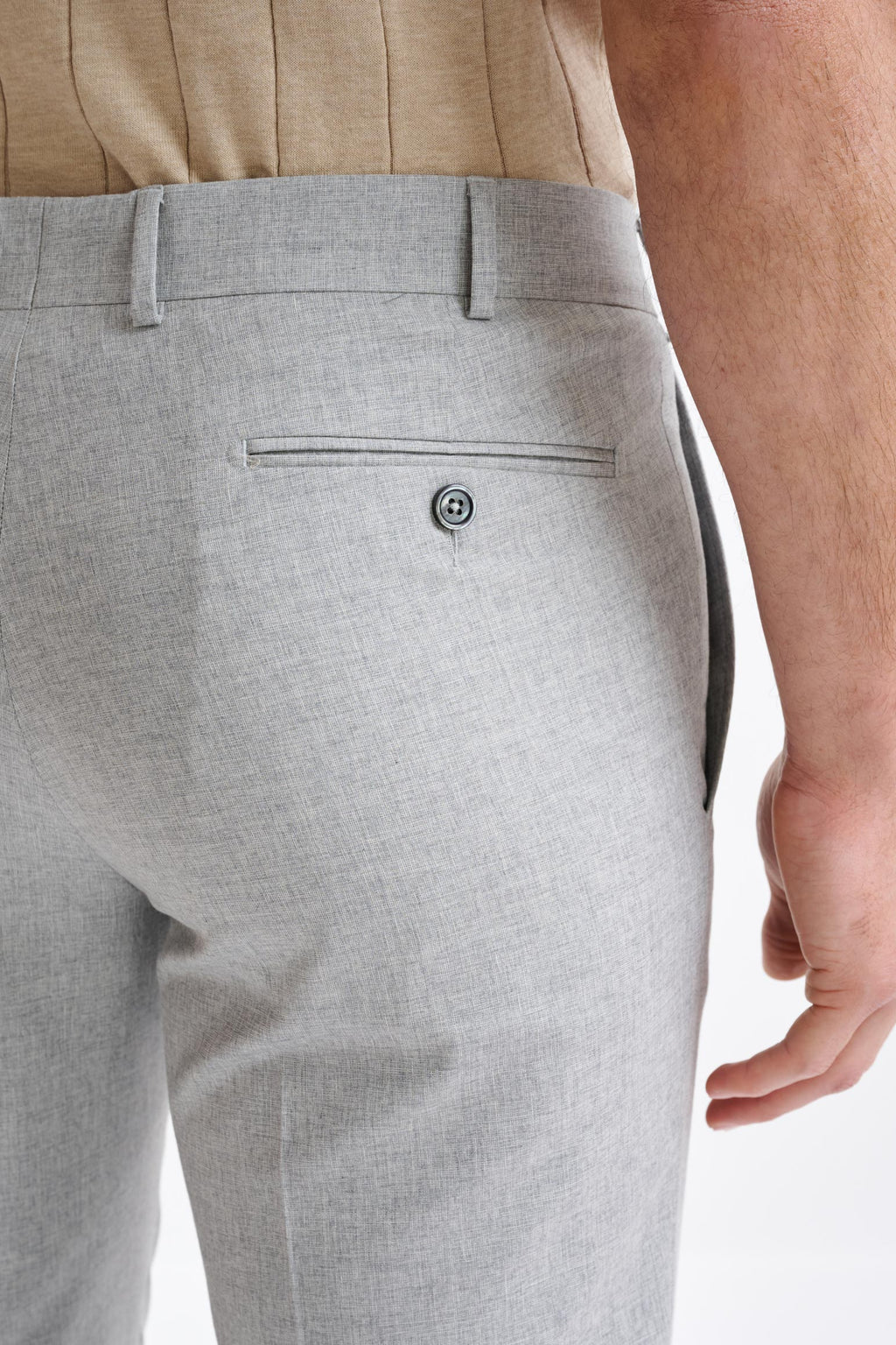 Light Grey Wool & Cotton Farley Trousers Lifestyle — detail 3