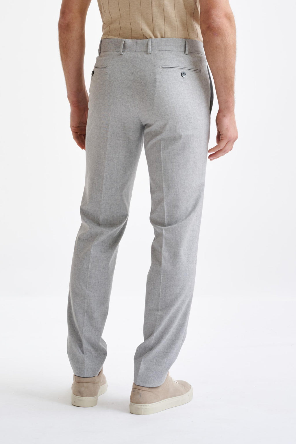 Light Grey Wool & Cotton Farley Trousers Lifestyle — detail 4