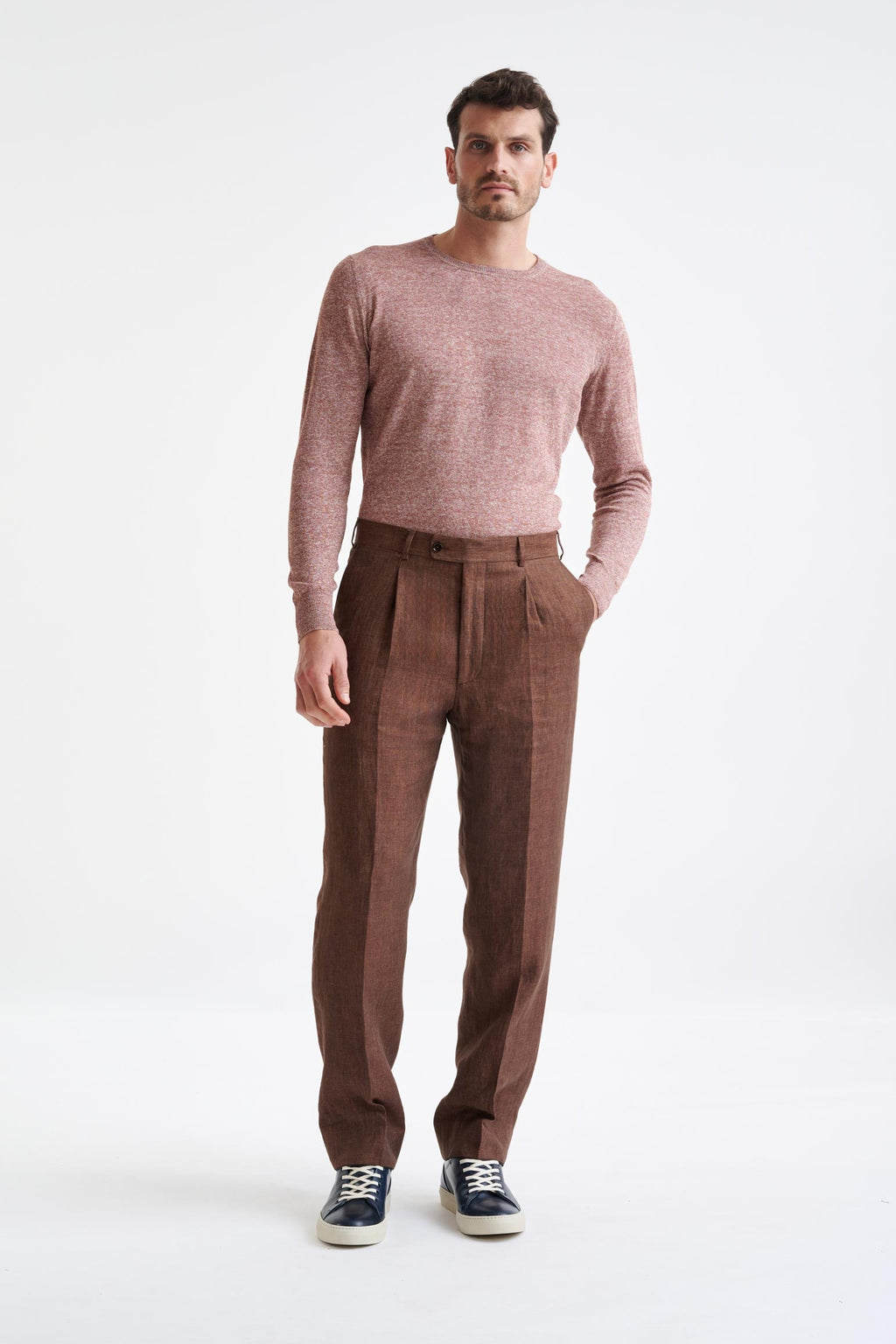 Brown Linen Farley Trousers Pure Linen — detail 1