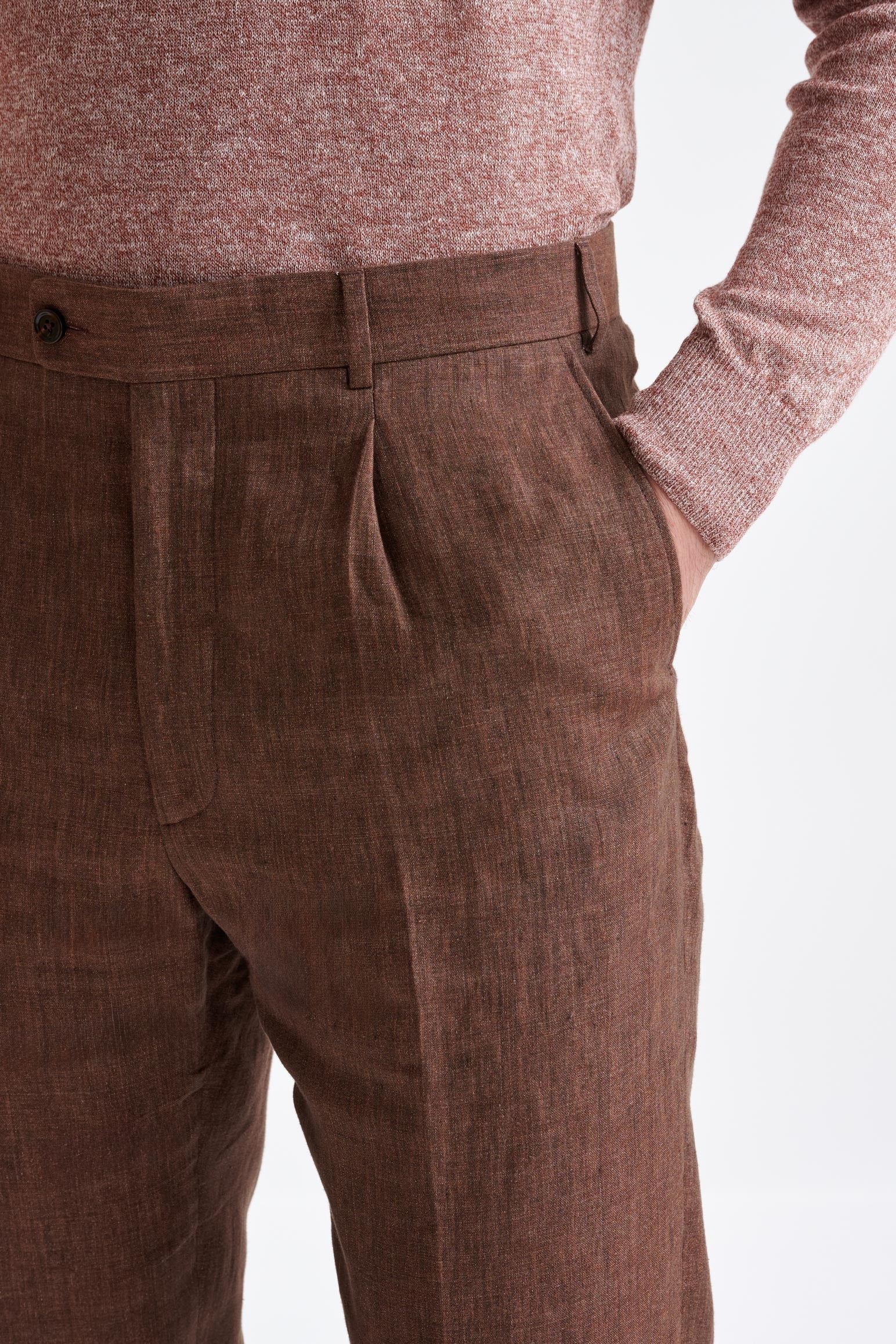 Brown Linen Farley Trousers Pure Linen — detail 2