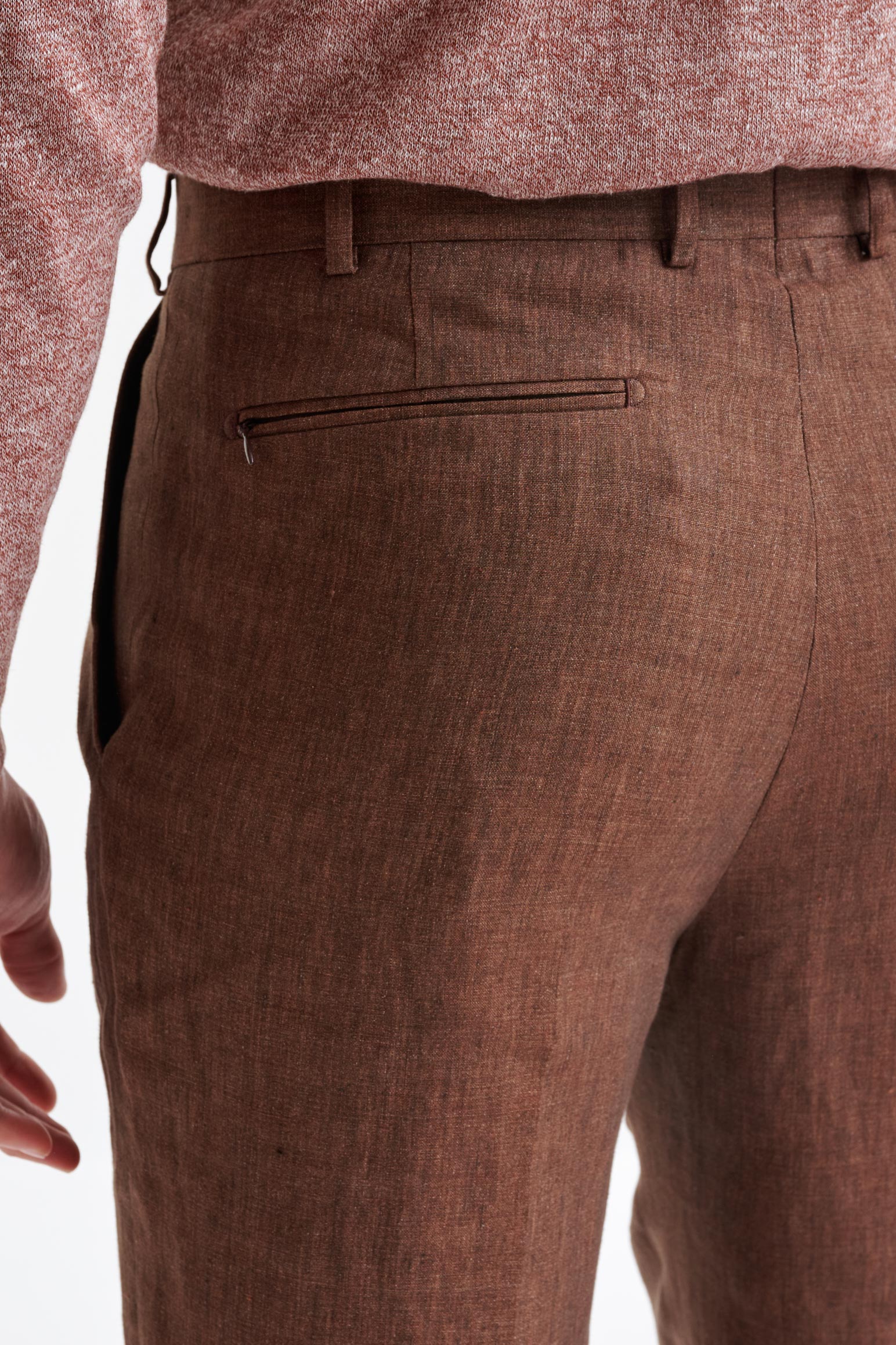 Brown Linen Farley Trousers Pure Linen — detail 3
