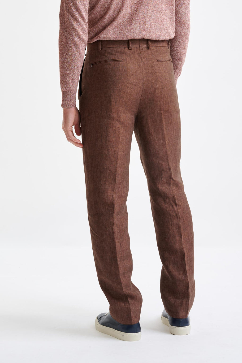 Brown Linen Farley Trousers Pure Linen — detail 4