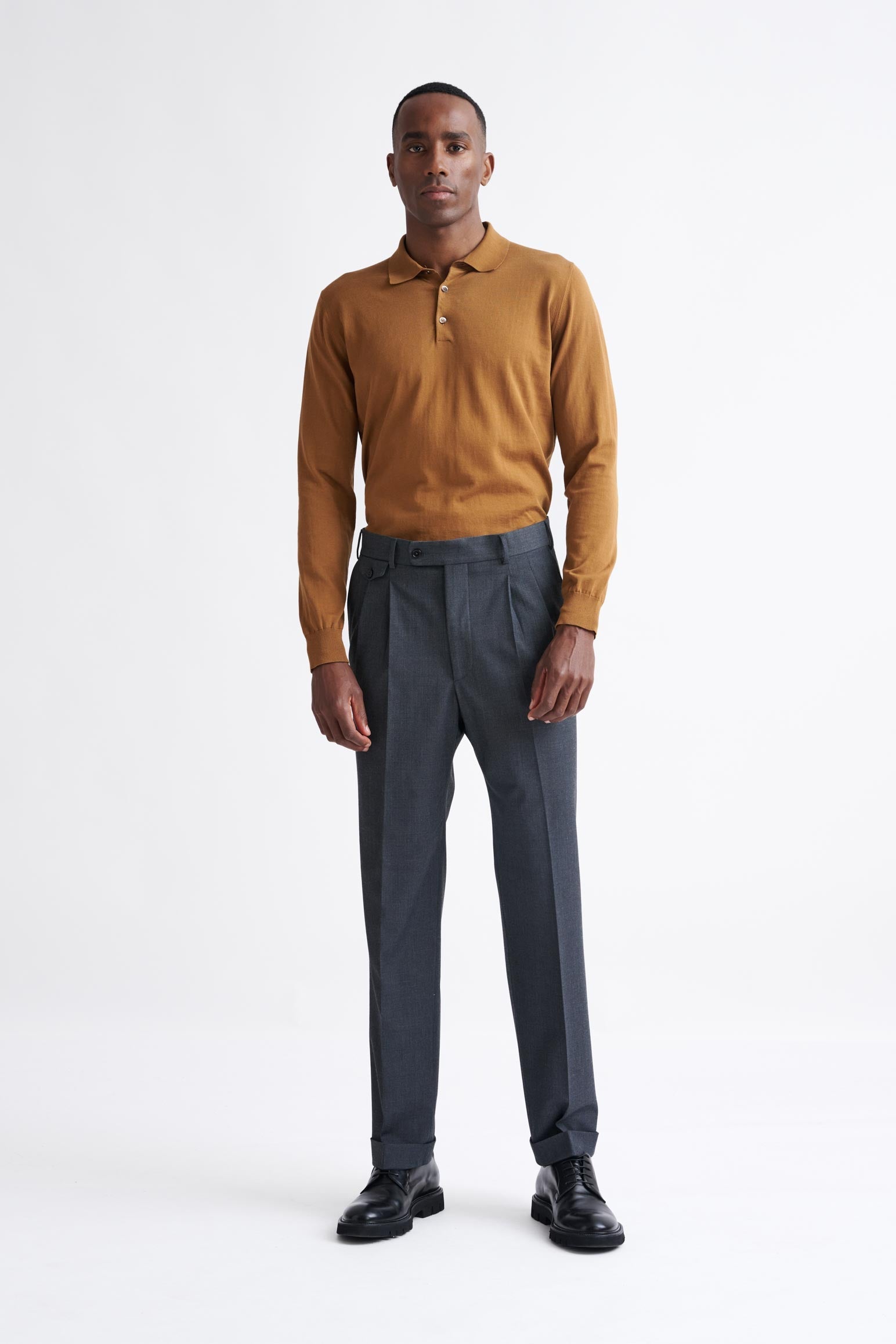 Dark Grey Wool and with Stretch Farley Trousers Connect — detail 1