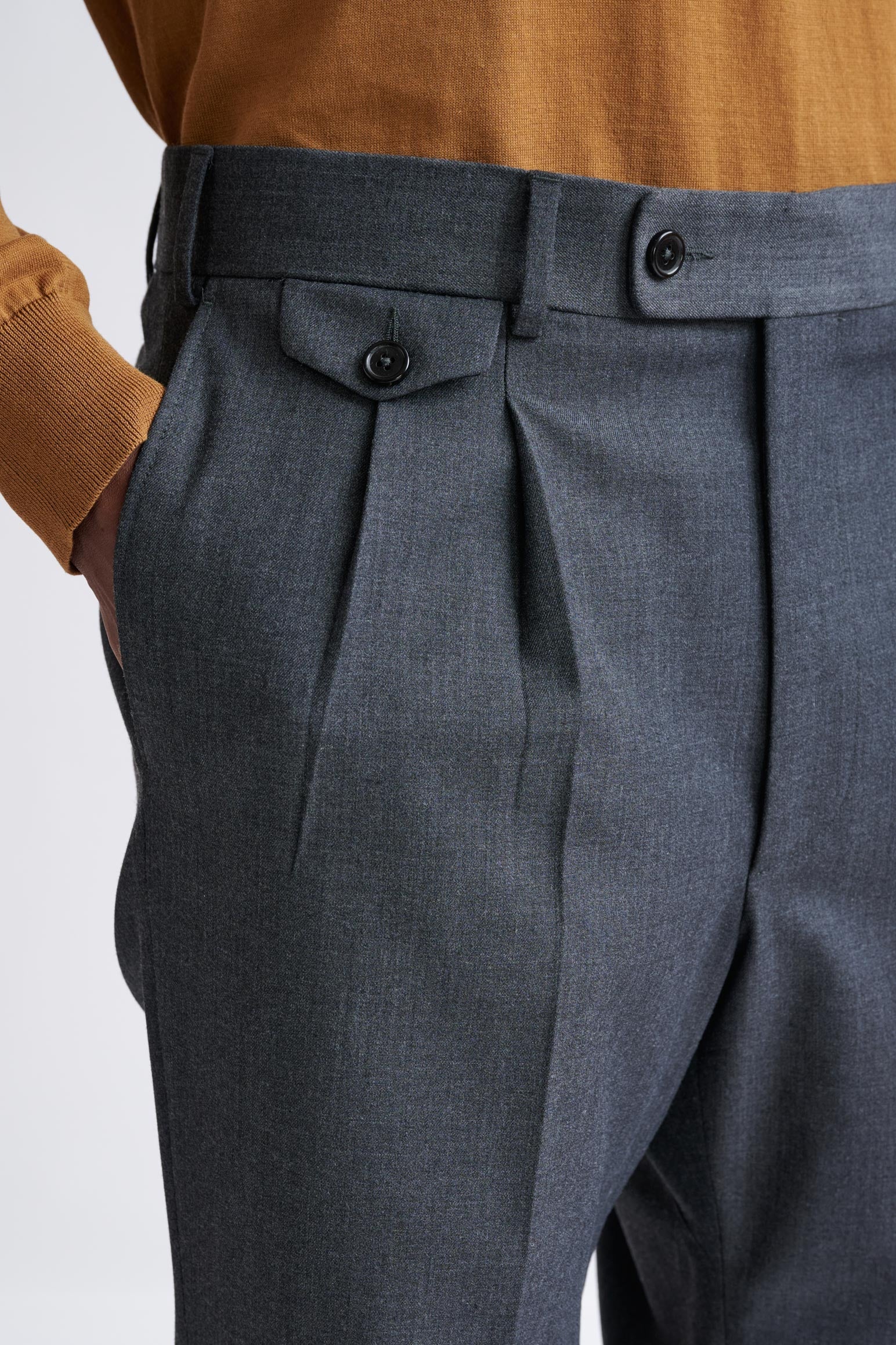 Dark Grey Wool and with Stretch Farley Trousers Connect — detail 2