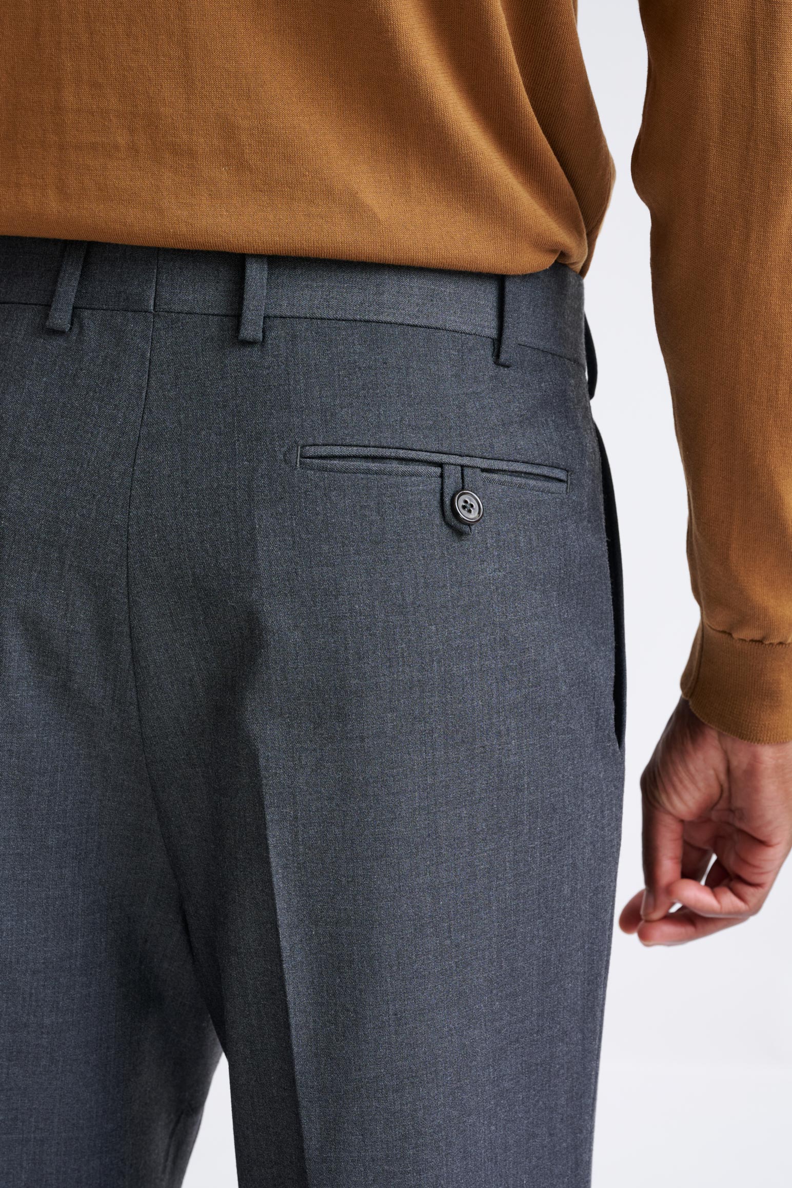 Dark Grey Wool and with Stretch Farley Trousers Connect — detail 3
