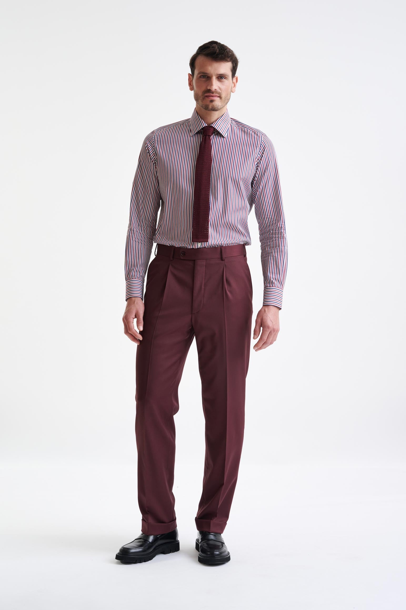 Burgundy Super 100's Wool Farley Trousers New Deluxe — detail 1