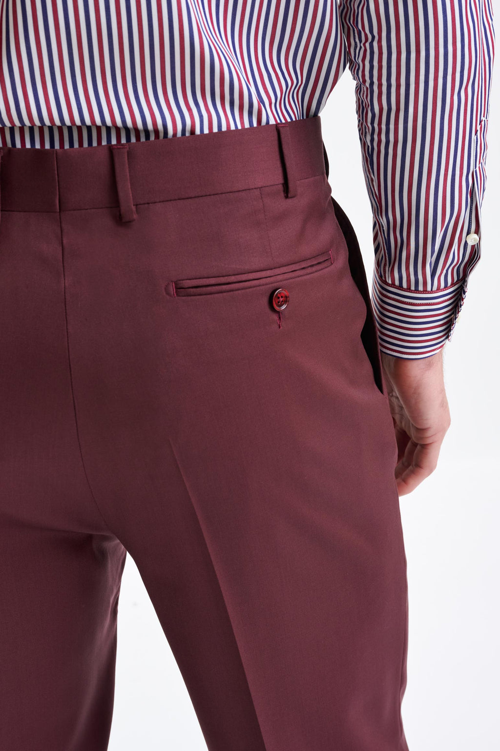 Burgundy Super 100's Wool Farley Trousers New Deluxe — detail 3