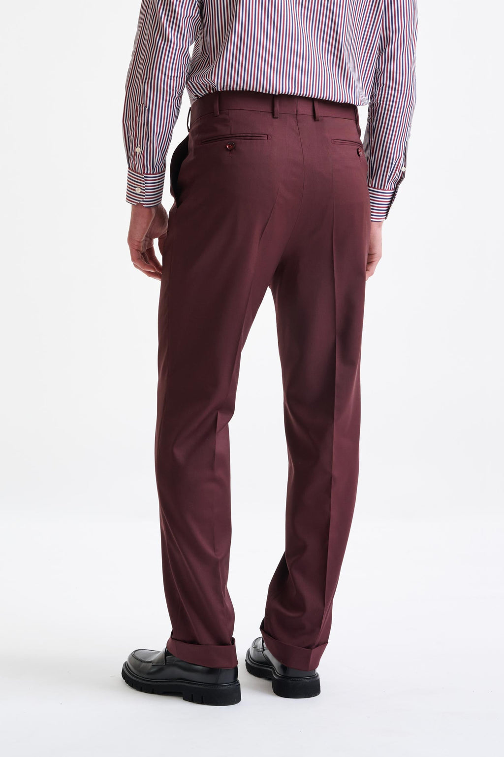 Burgundy Super 100's Wool Farley Trousers New Deluxe — detail 4