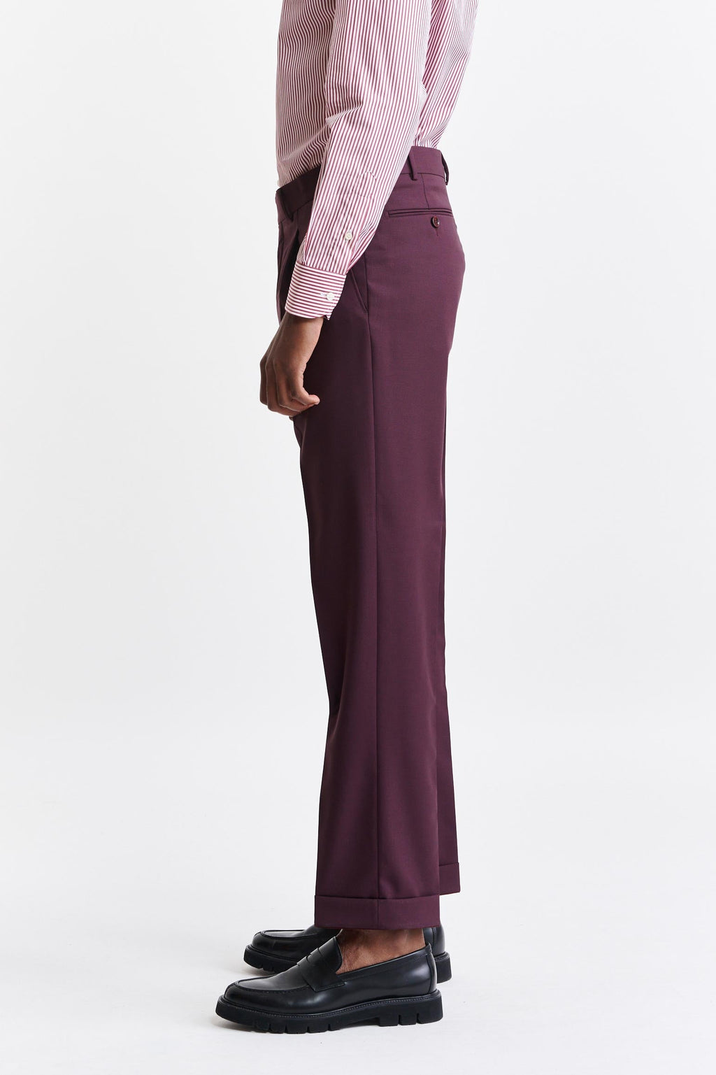 Burgundy Wool Farley Trousers Capri — detail 2