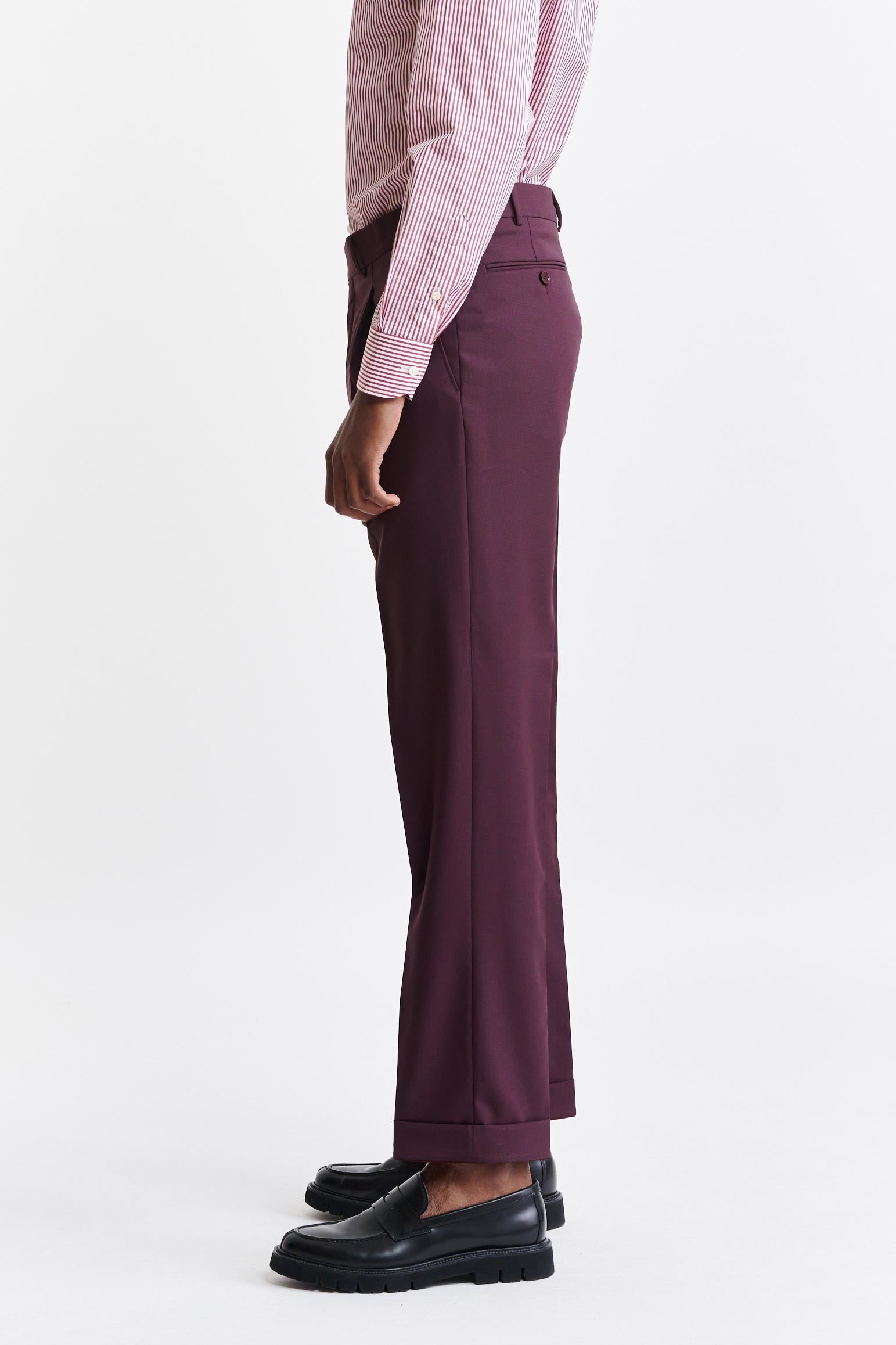 Burgundy Wool Farley Trousers Capri — detail 2