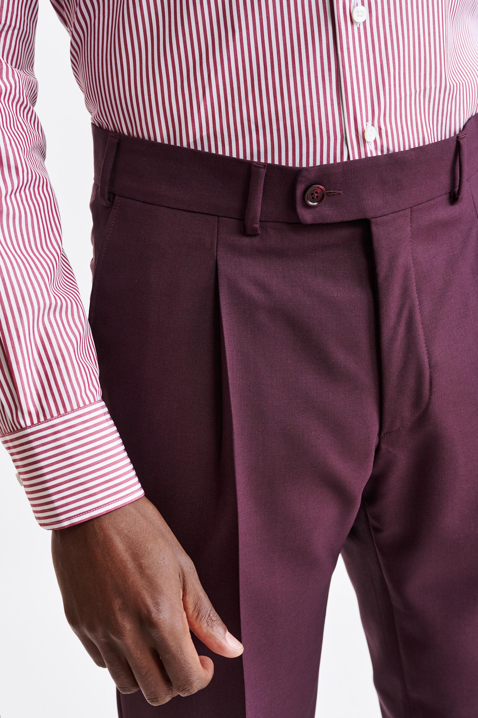 Burgundy Wool Farley Trousers Capri — detail 3