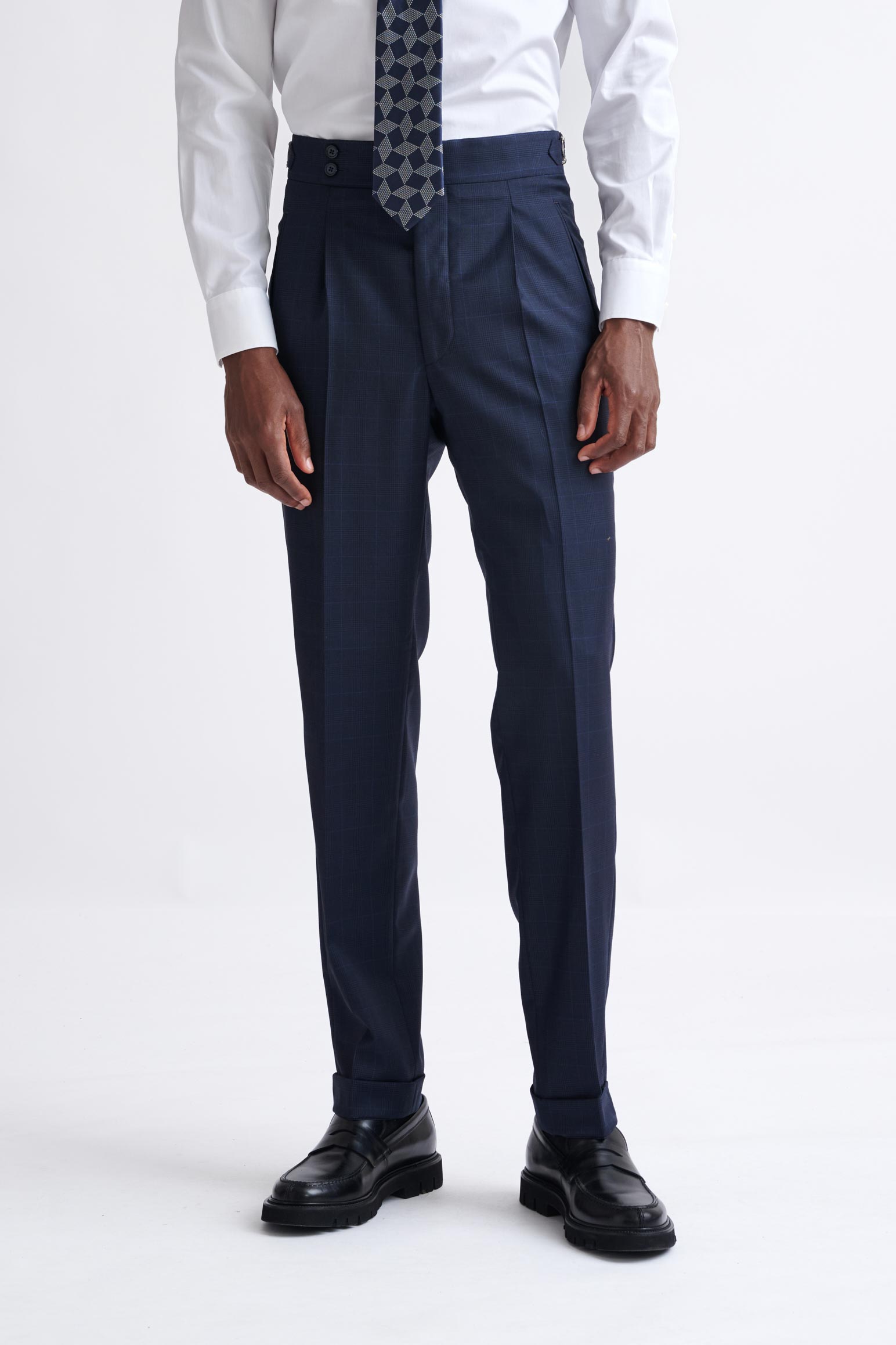 Dark Blue Super 130's Wool Farley Trousers Eton