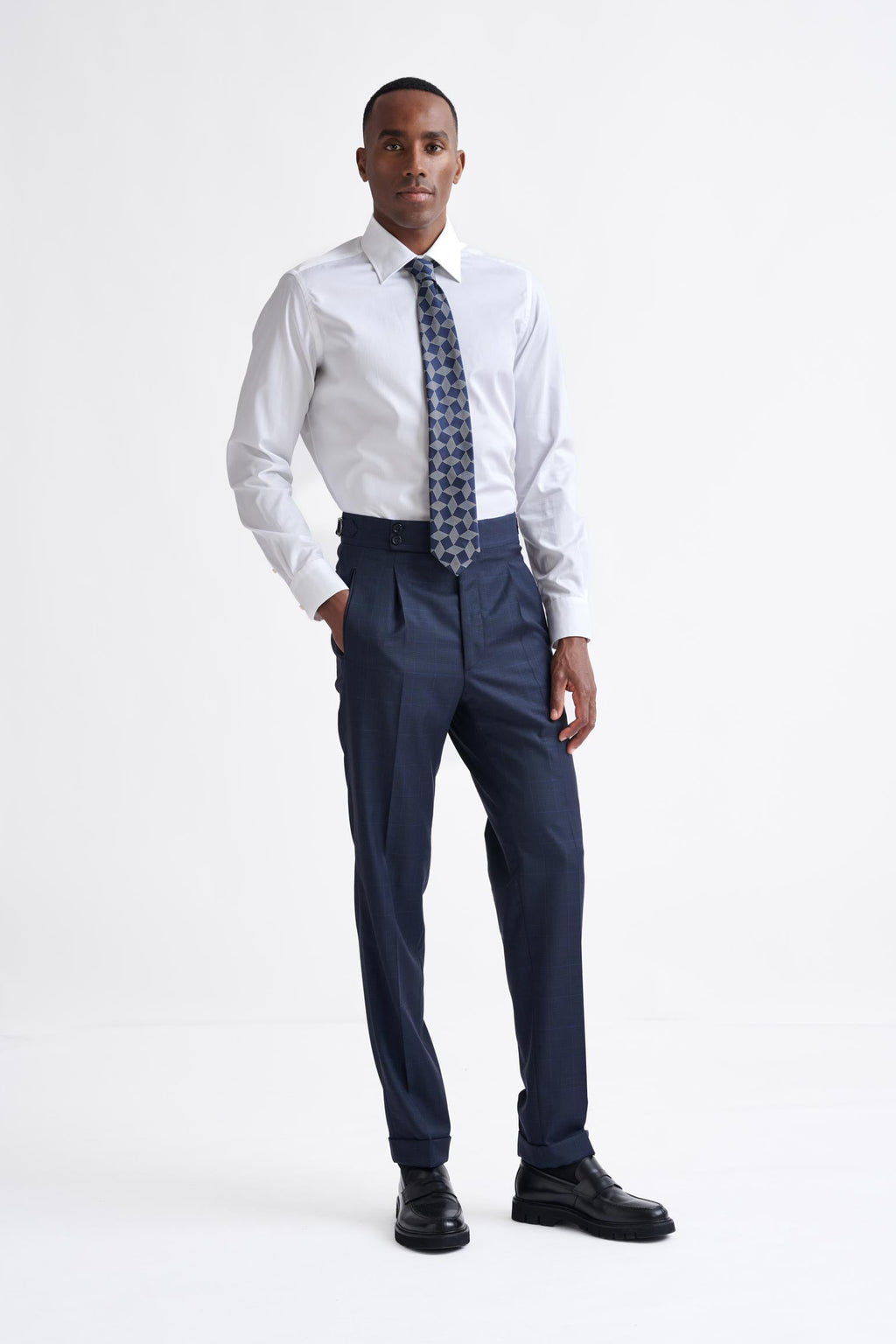 Dark Blue Super 130's Wool Farley Trousers Eton — detail 1