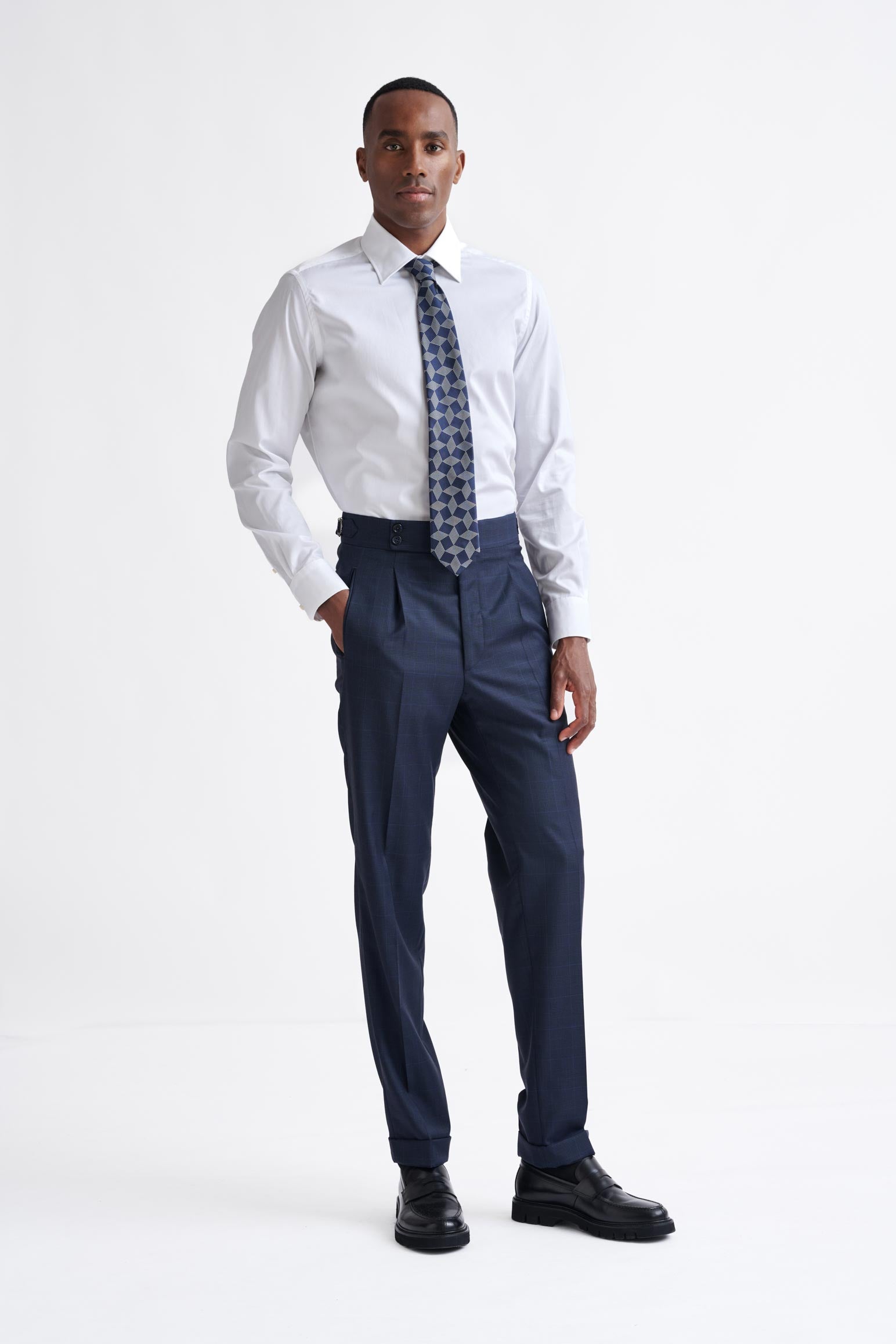 Dark Blue Super 130's Wool Farley Trousers Eton — detail 1