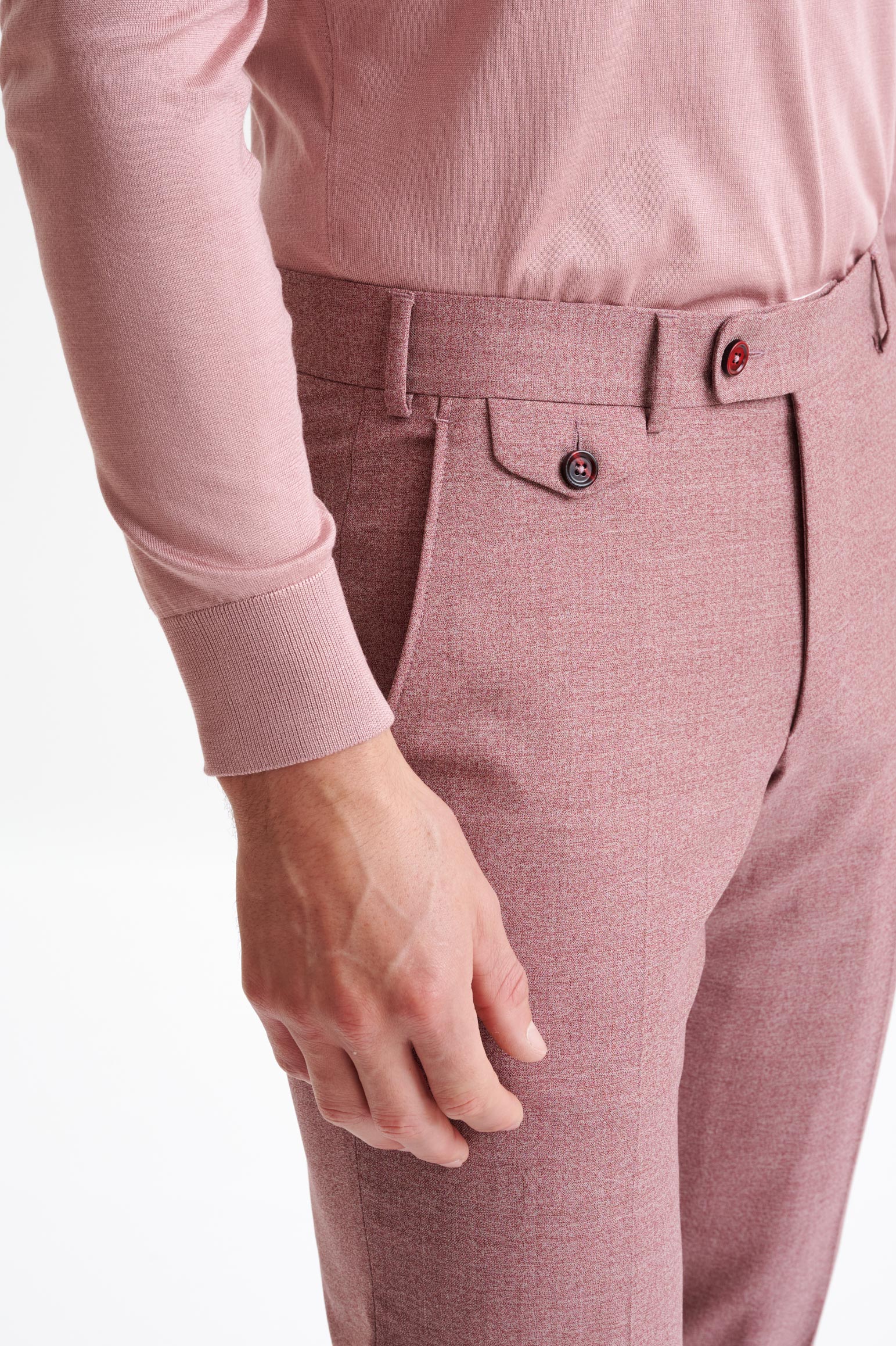 Pink Super 130's Wool Farley Trousers Crossover — detail 2