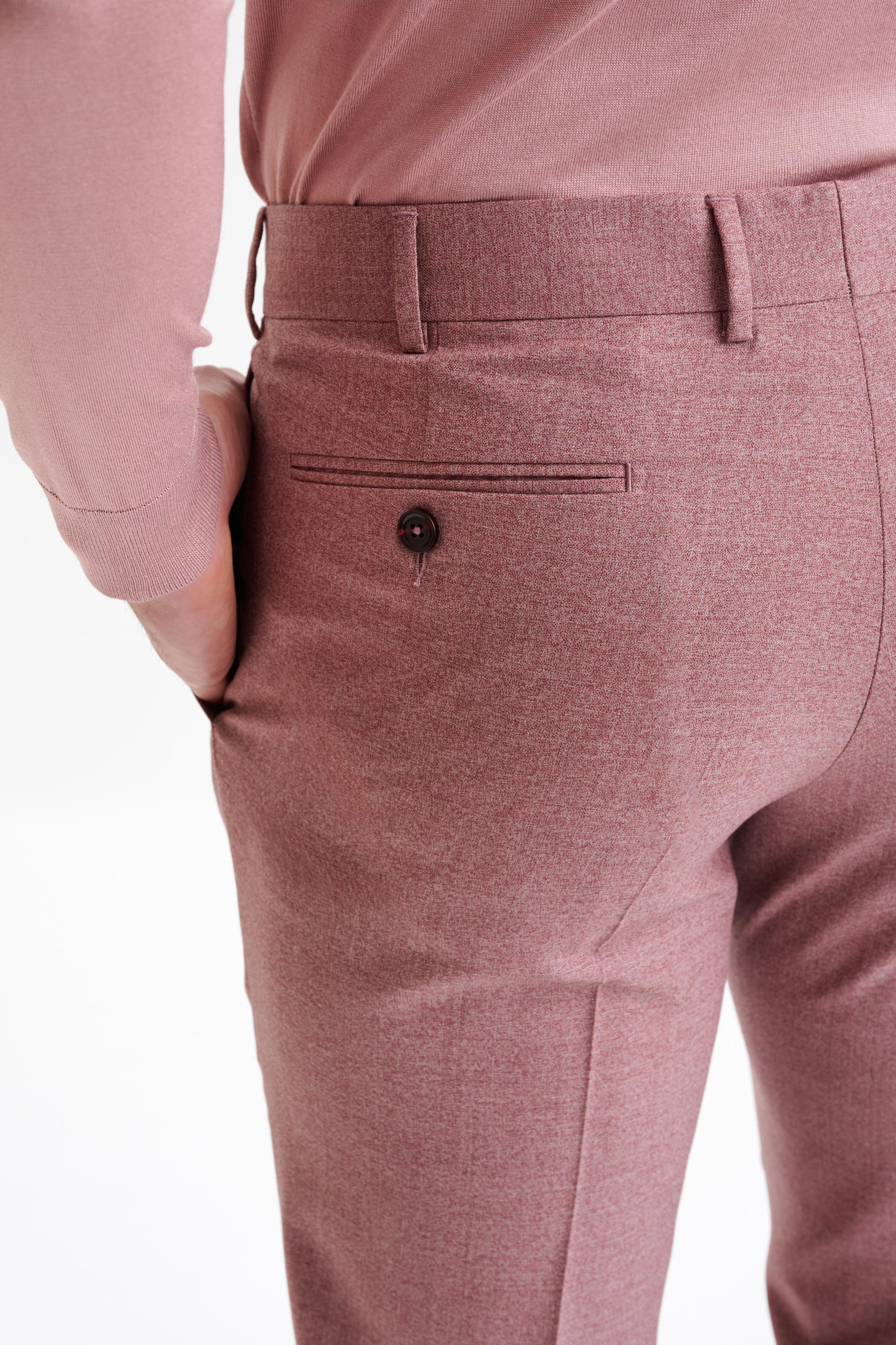 Pink Super 130's Wool Farley Trousers Crossover — detail 3