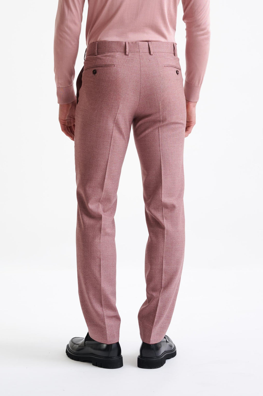 Pink Super 130's Wool Farley Trousers Crossover — detail 4