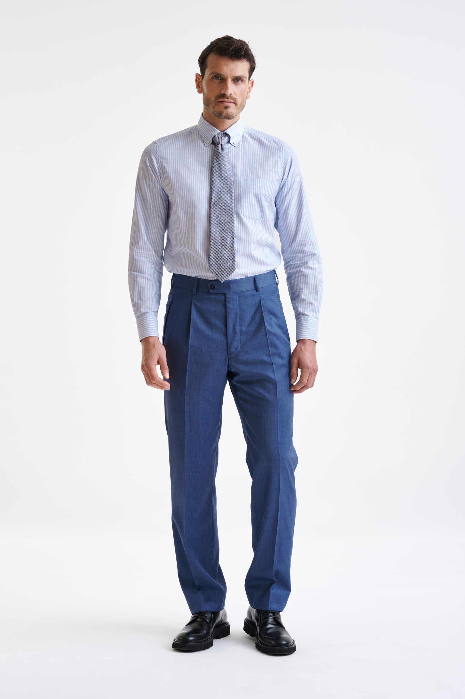 Light Blue Super 100's Wool Farley Trousers New Deluxe — detail 1