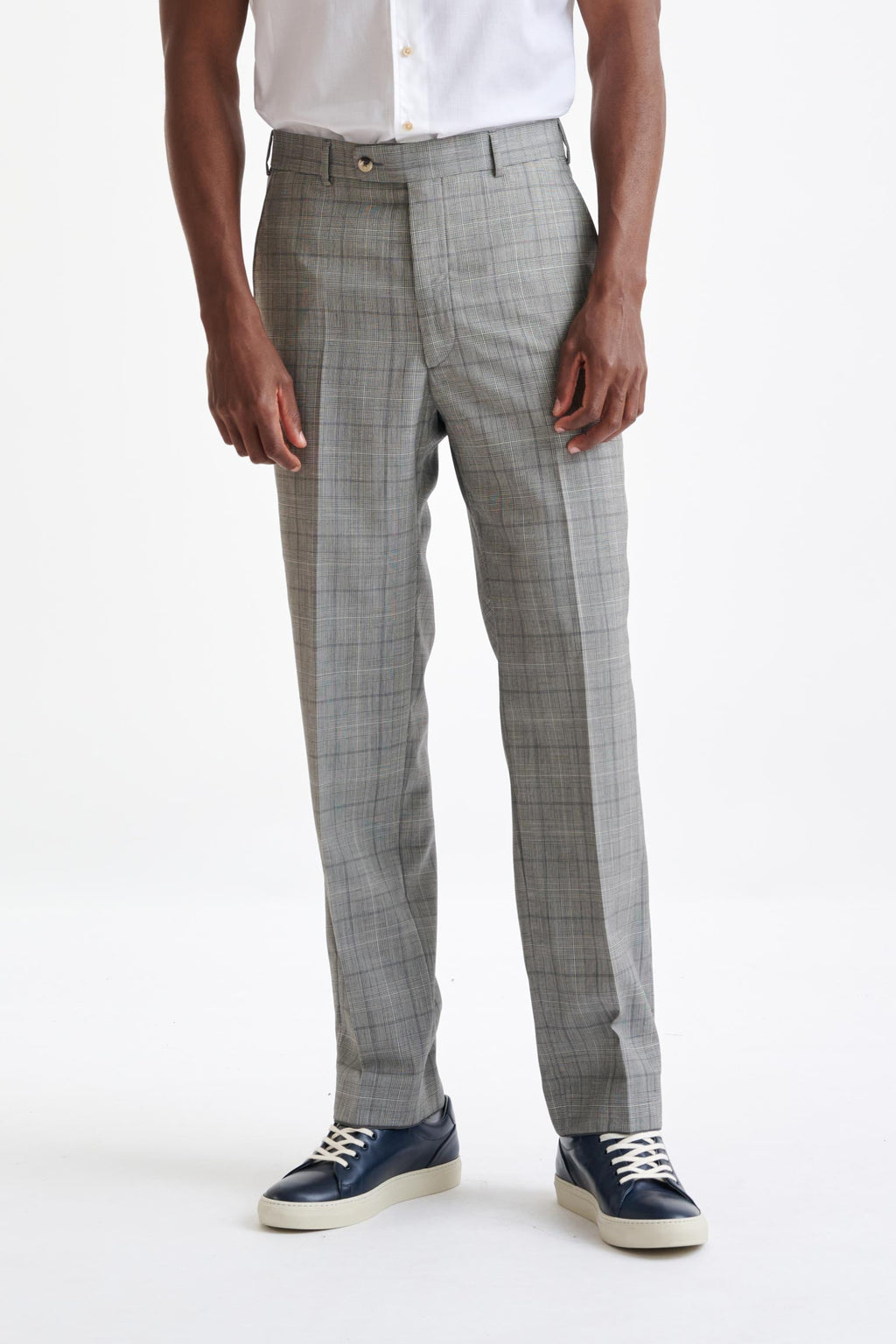 Grey & White Check Wool Farley Trousers Cosmopolitan