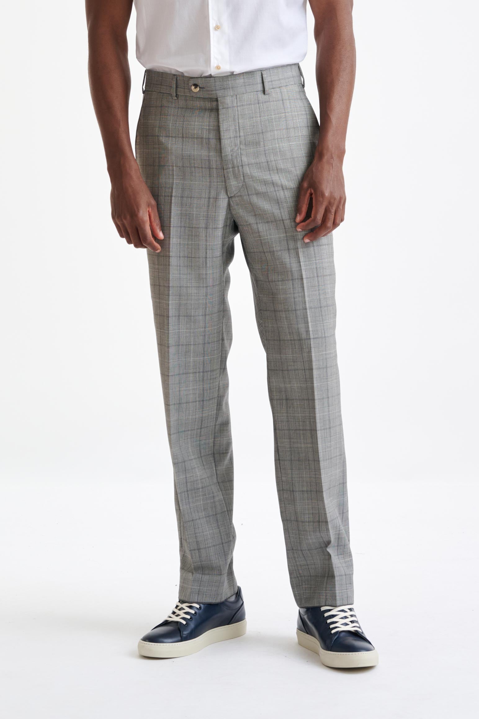 Grey & White Check Wool Farley Trousers Cosmopolitan