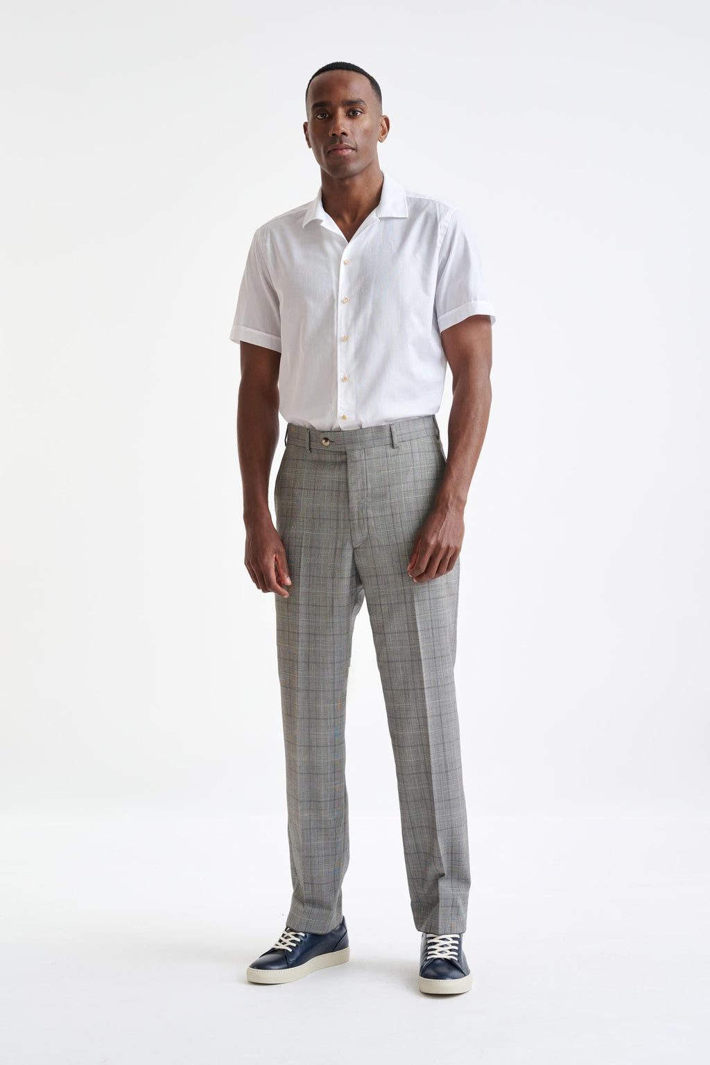 Grey & White Check Wool Farley Trousers Cosmopolitan — detail 1