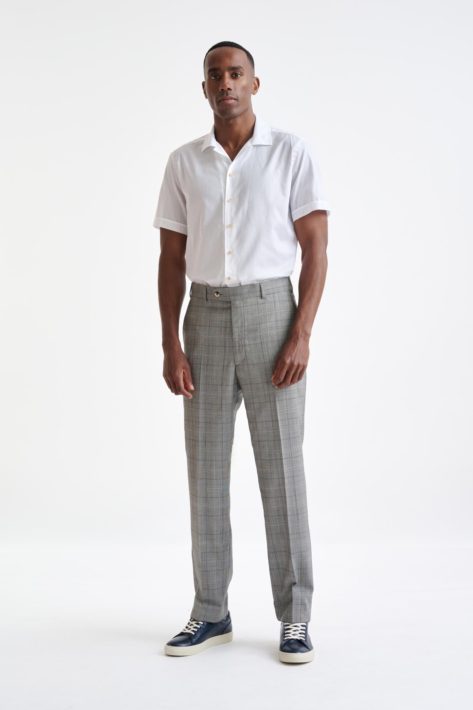 Grey & White Check Wool Farley Trousers Cosmopolitan — detail 1