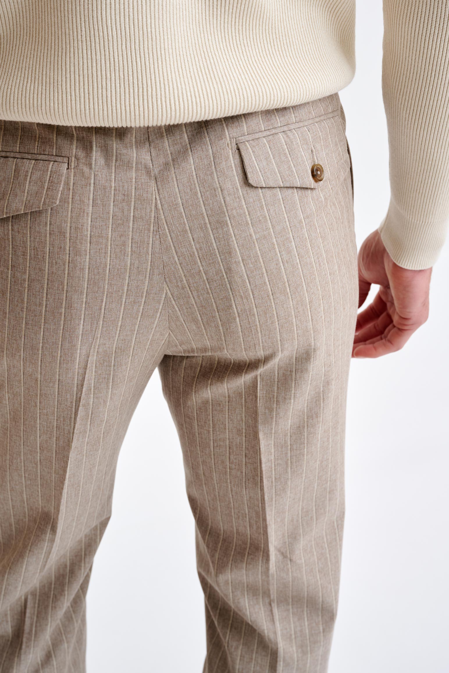 Light Brown Wool & Cotton Farley Trousers Lifestyle — detail 3