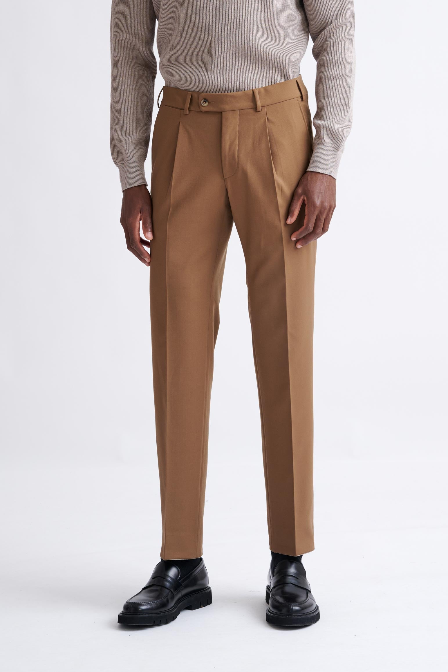 Tan Wool with Stretch Farley Trousers Connect