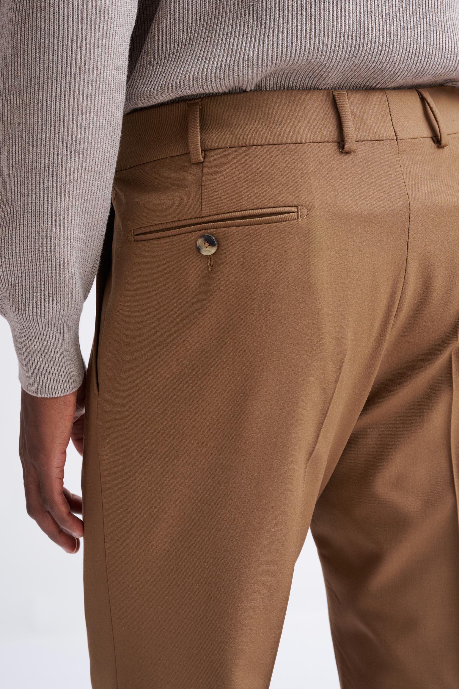 Tan Wool with Stretch Farley Trousers Connect — detail 1
