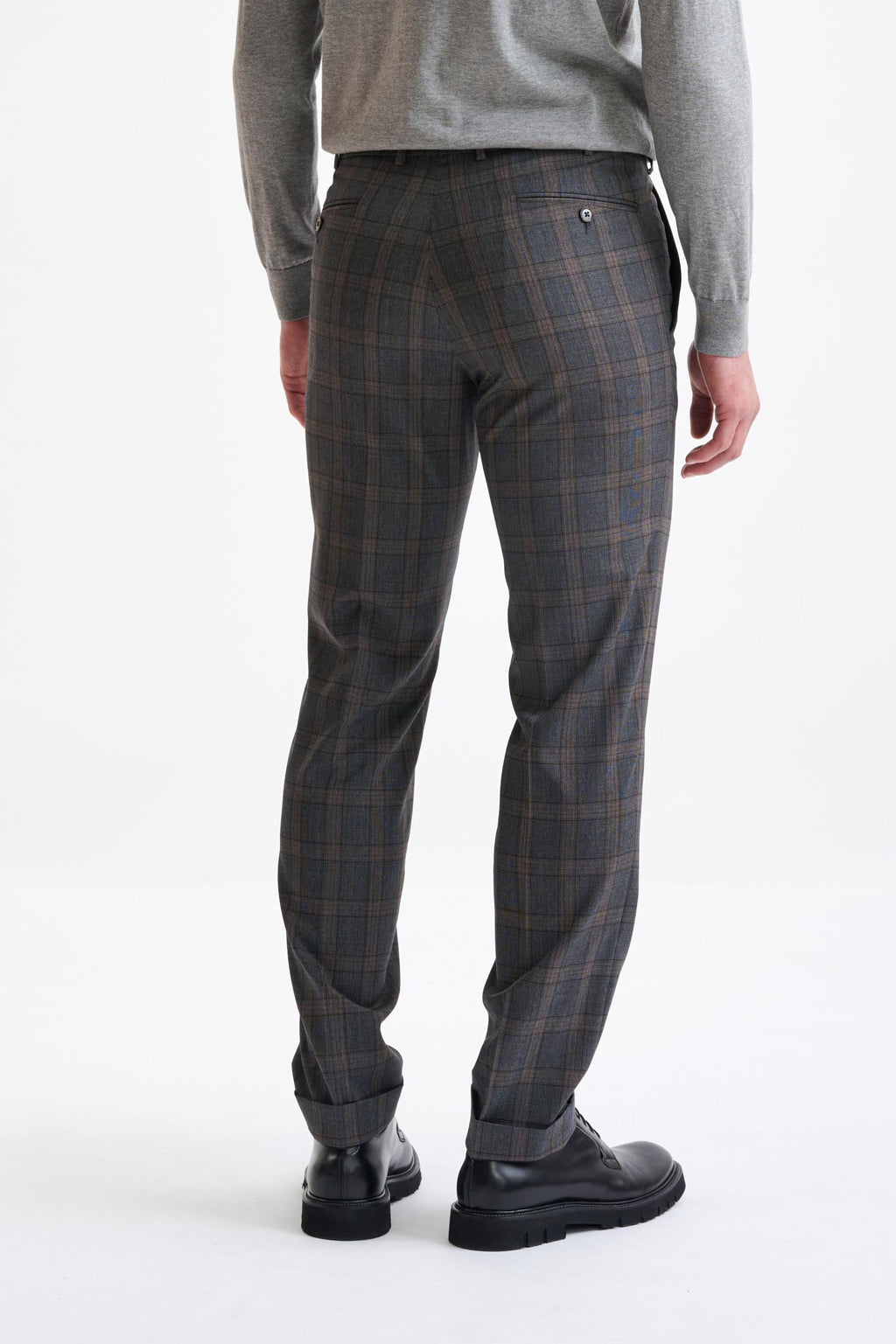 Grey Brown Check Wool Farley Trousers Lifestyle — detail 4