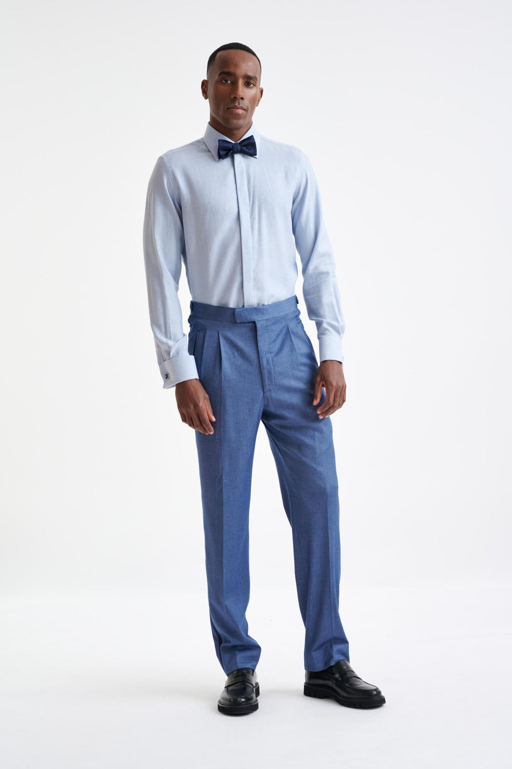 Denim Blue Cashmere & Cotton Farley Trousers Cashmere Denim — detail 1