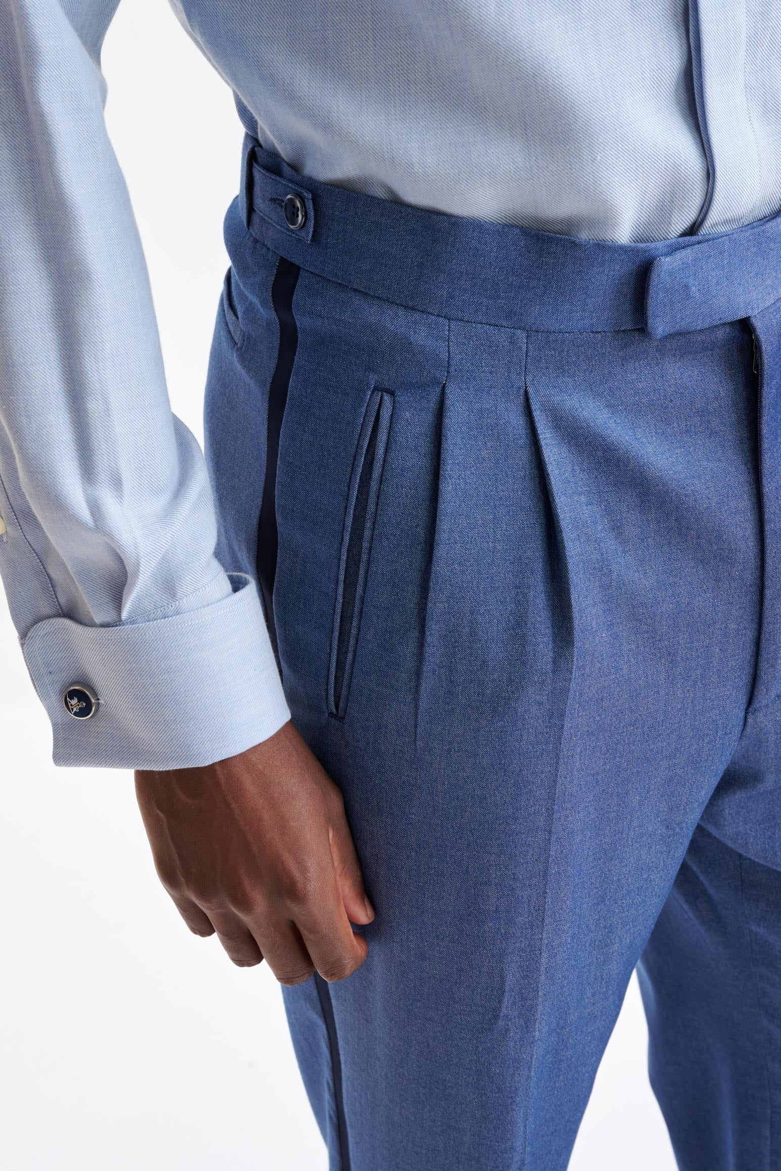 Denim Blue Cashmere & Cotton Farley Trousers Cashmere Denim — detail 2