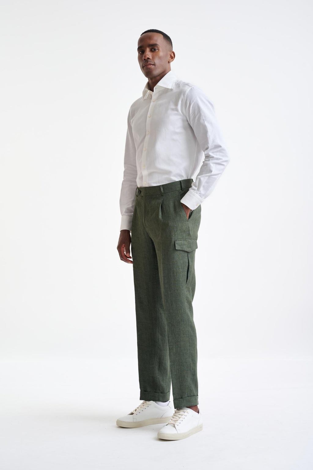 Green Linen Farley Trousers Pure Linen — detail 1
