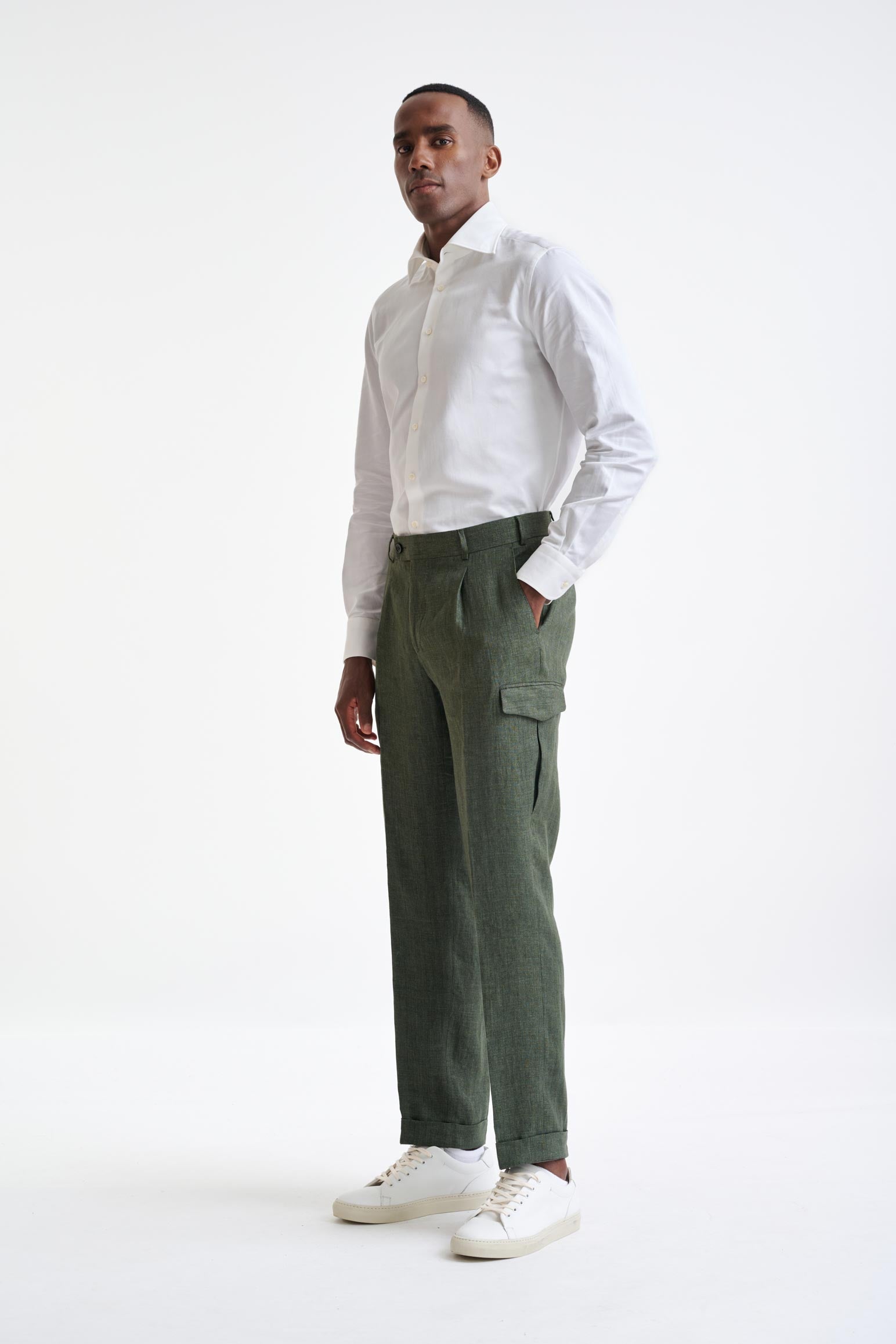 Green Linen Farley Trousers Pure Linen — detail 1