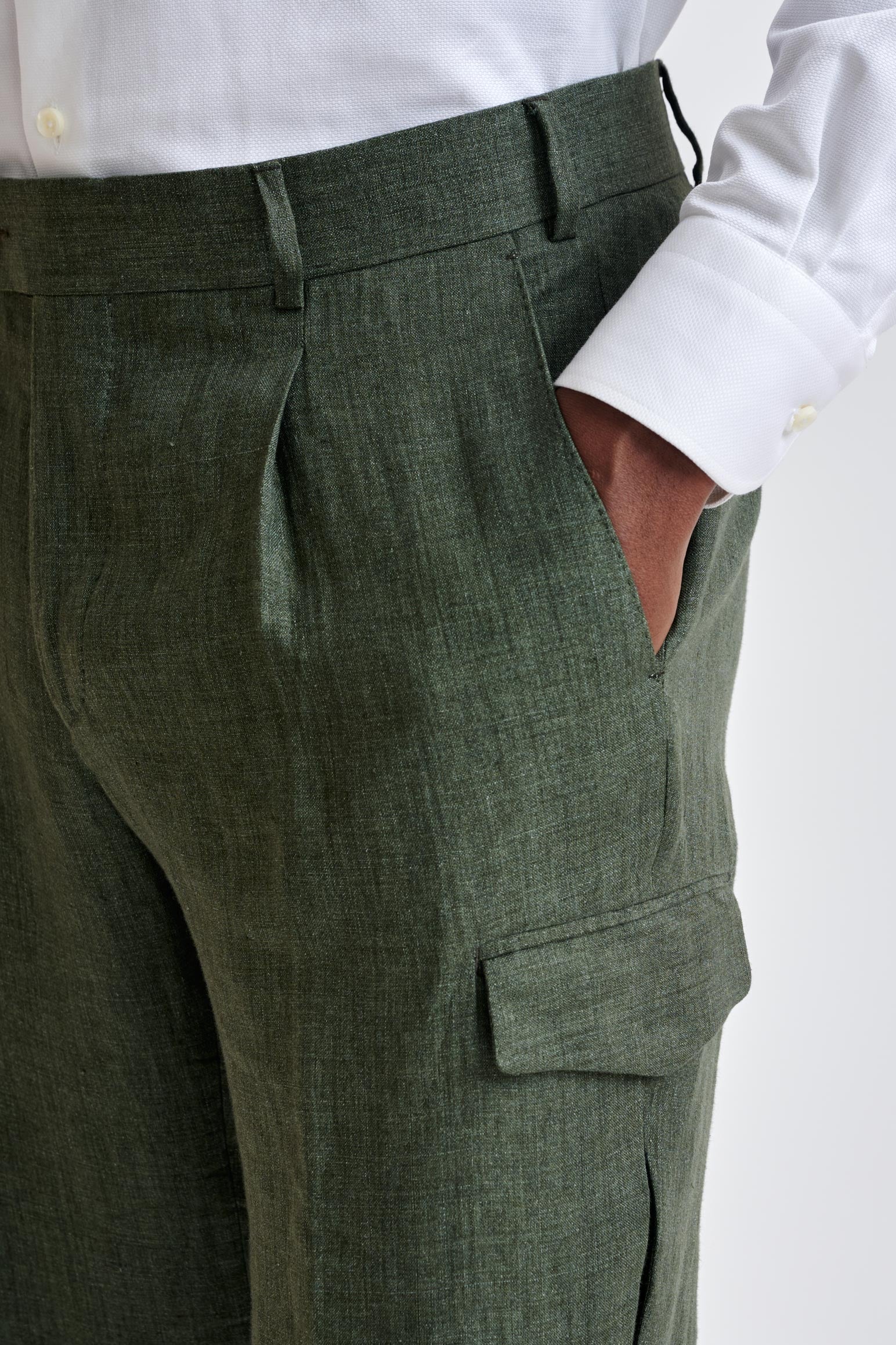 Green Linen Farley Trousers Pure Linen — detail 2
