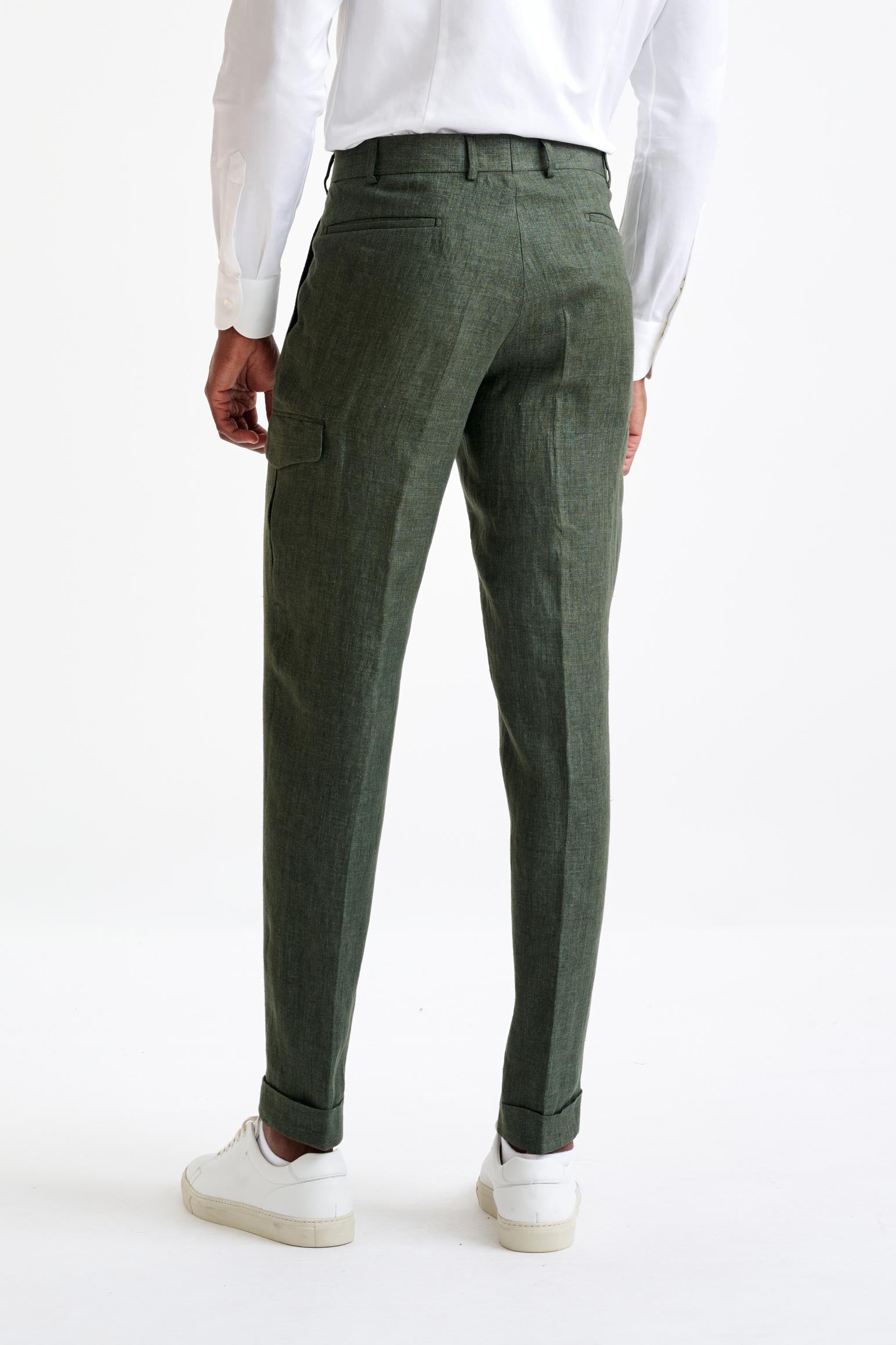 Green Linen Farley Trousers Pure Linen — detail 4