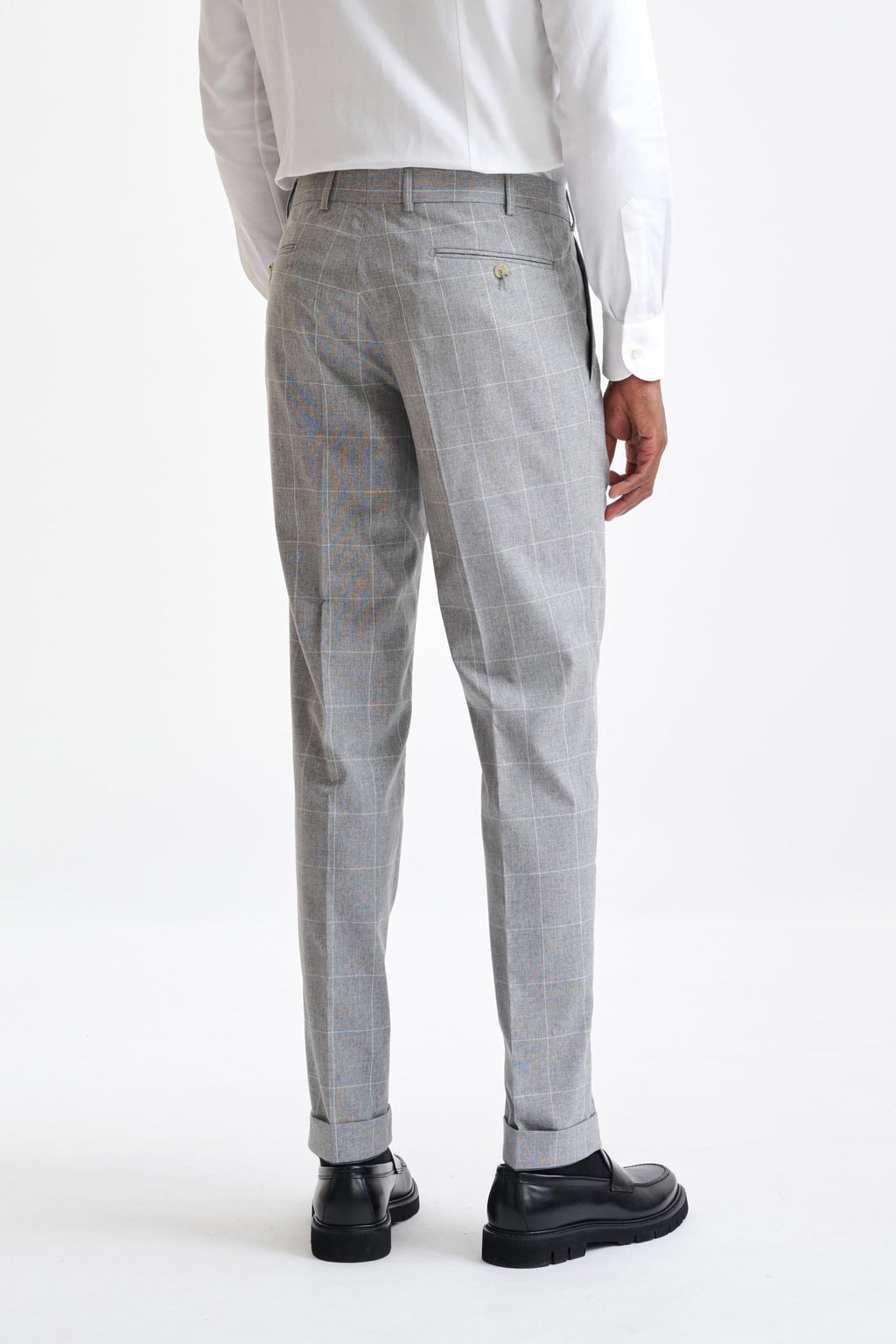 Grey Check Wool & Cotton Farley Trousers Lifestyle — detail 4