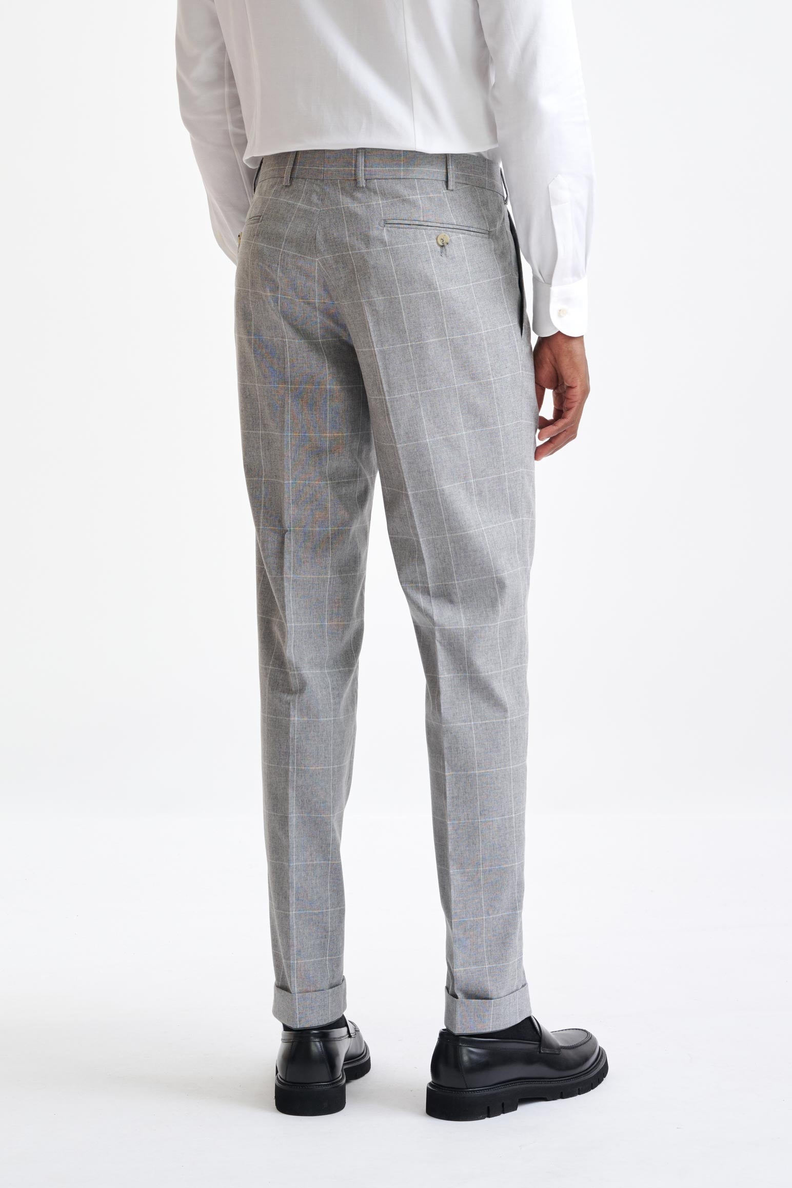 Grey Check Wool & Cotton Farley Trousers Lifestyle — detail 4
