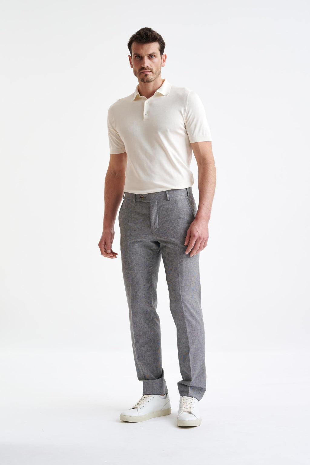 Grey Wool & Cotton Farley Trousers Lifestyle — detail 1