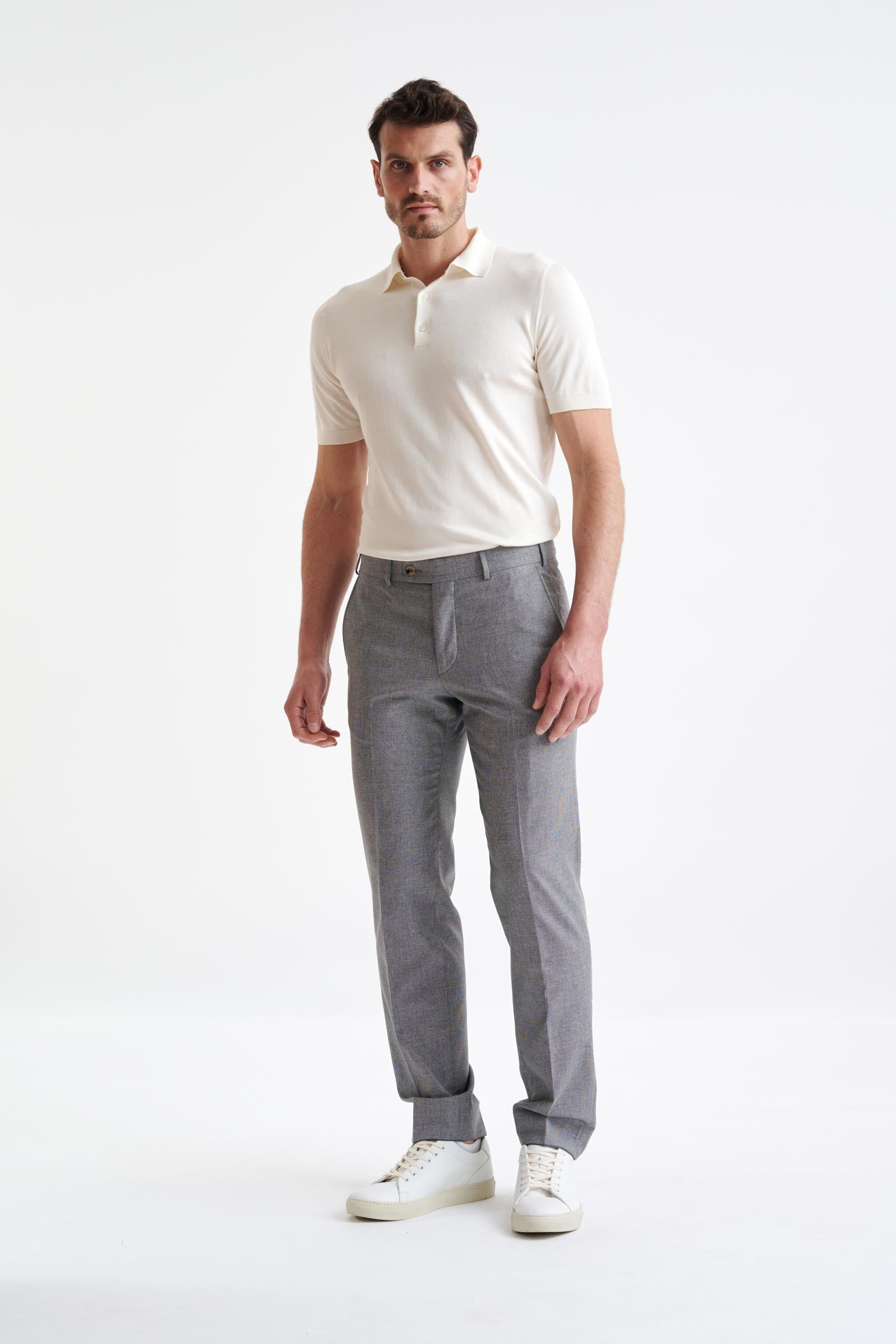 Grey Wool & Cotton Farley Trousers Lifestyle — detail 1