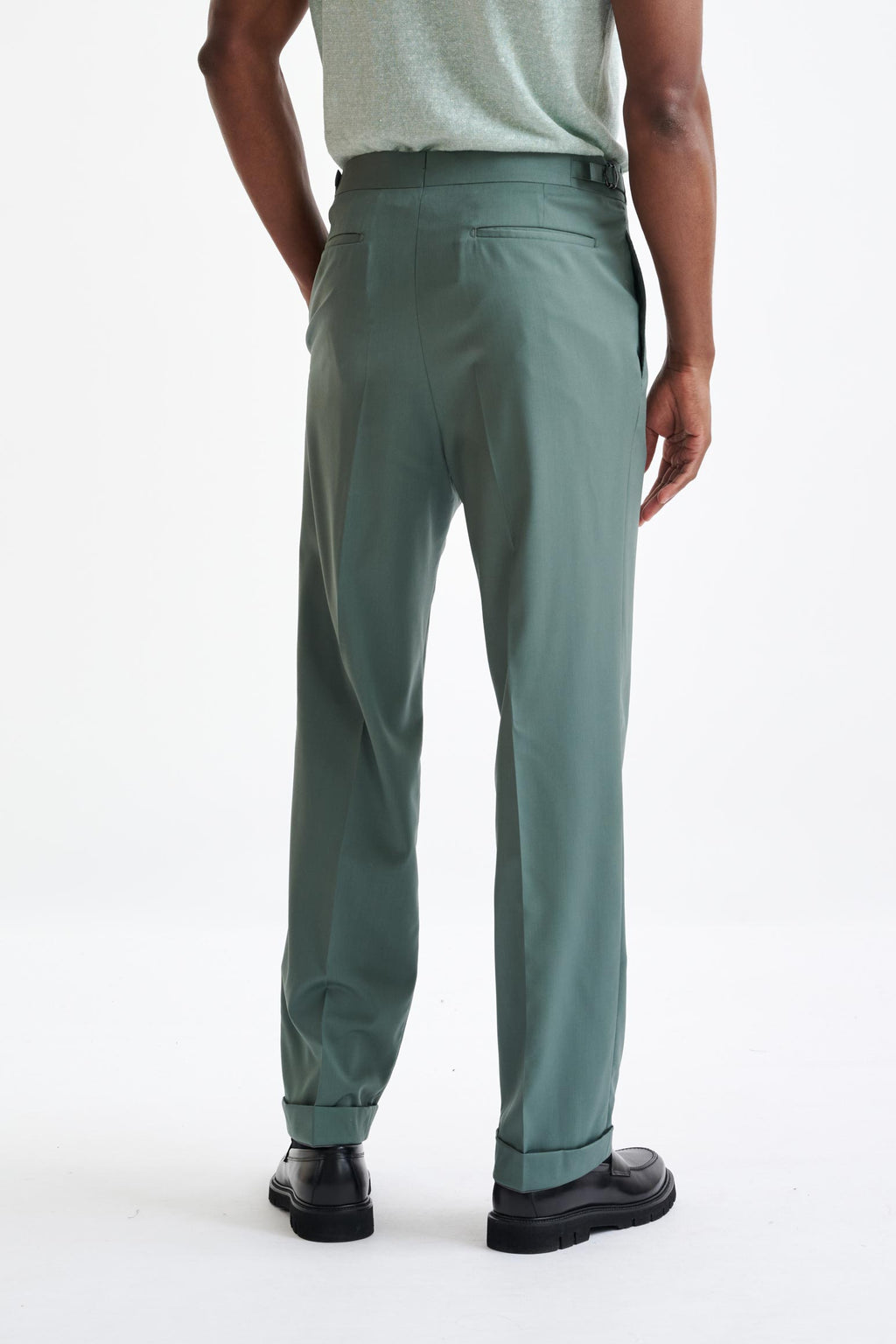 Sage Green Super 100's Wool Farley Trousers New Deluxe — detail 4