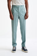 Sage Green Wool Farley Trousers Dynamic