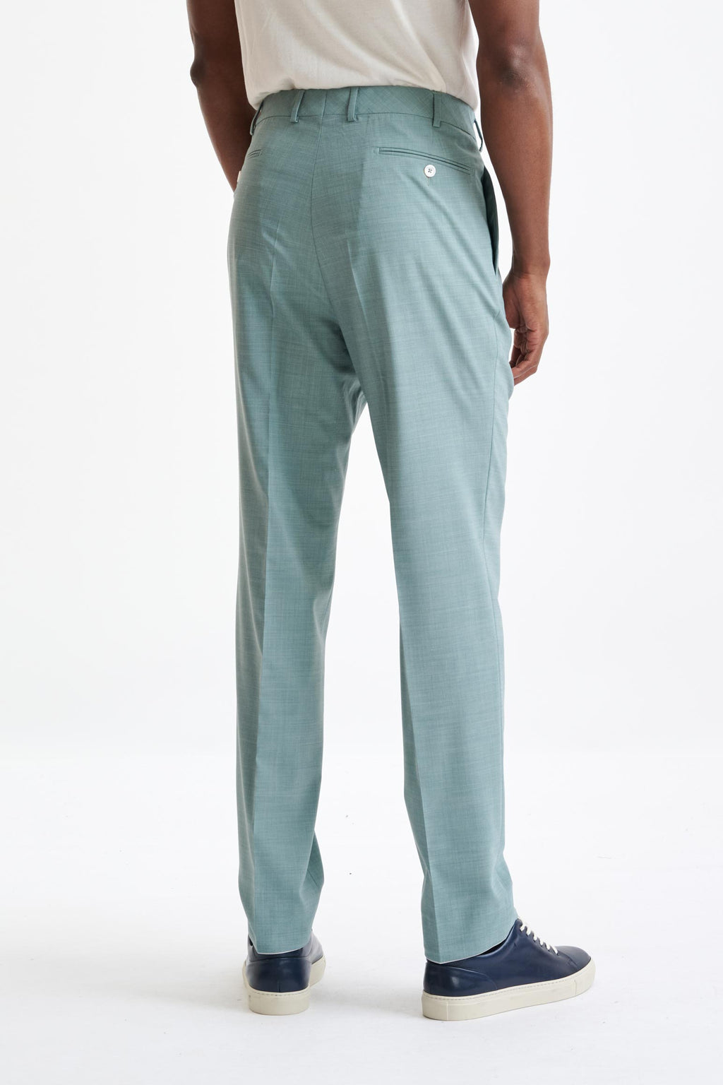 Sage Green Wool Farley Trousers Dynamic — detail 4
