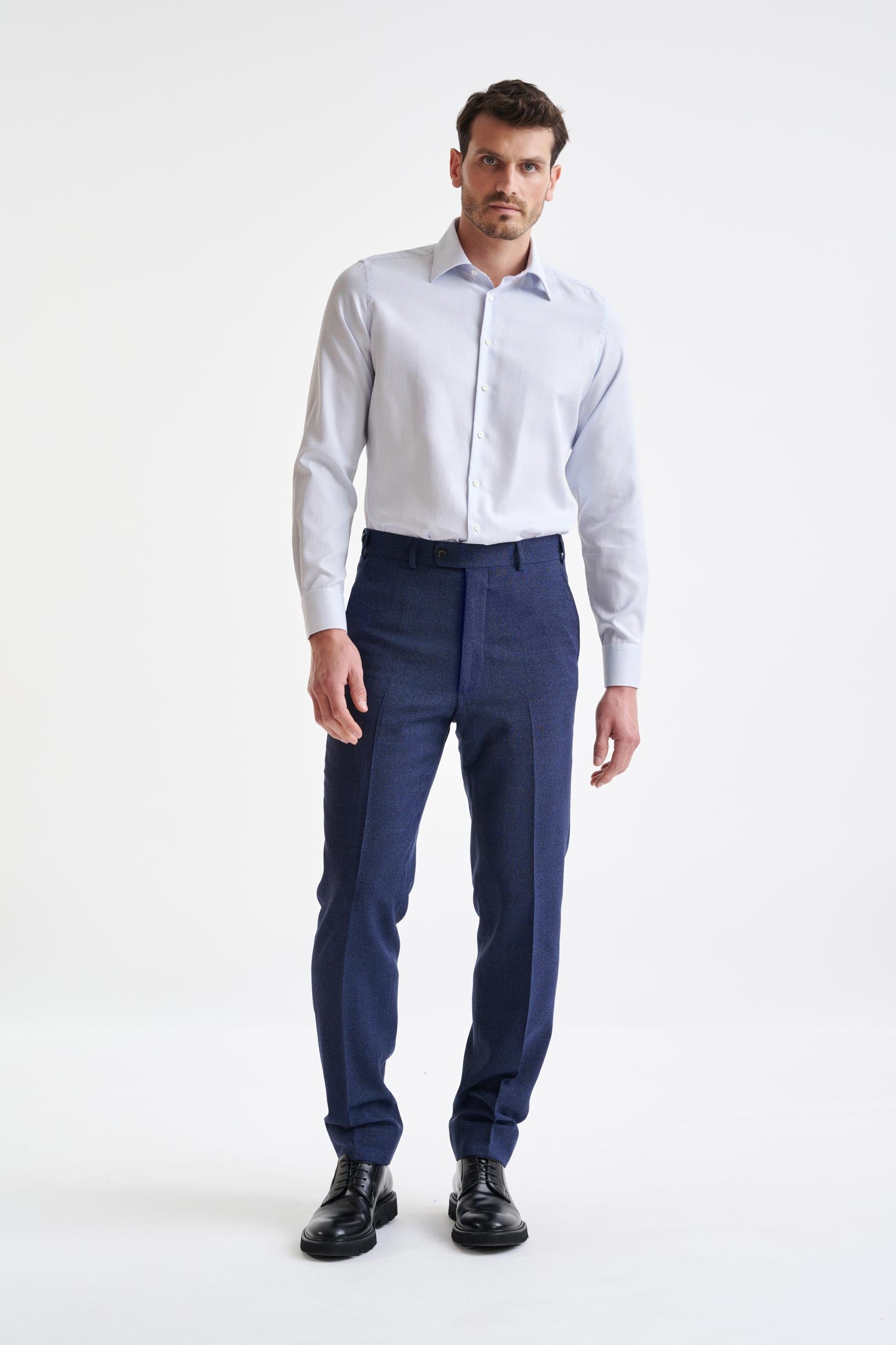 Dark Blue Wool Farley Trousers Lifestyle — detail 1