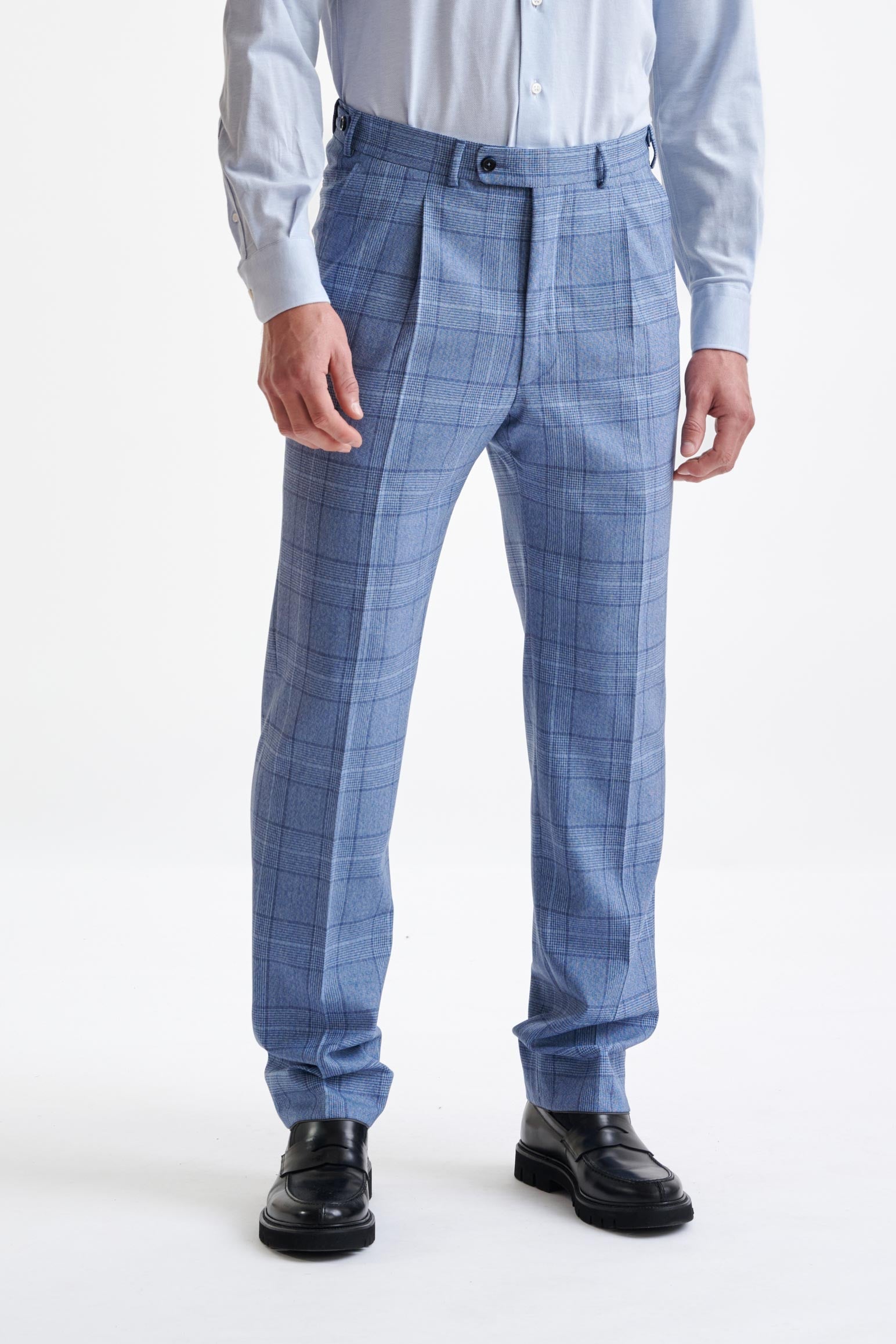 Mid-Blue Wool Farley Trousers Lifestyle