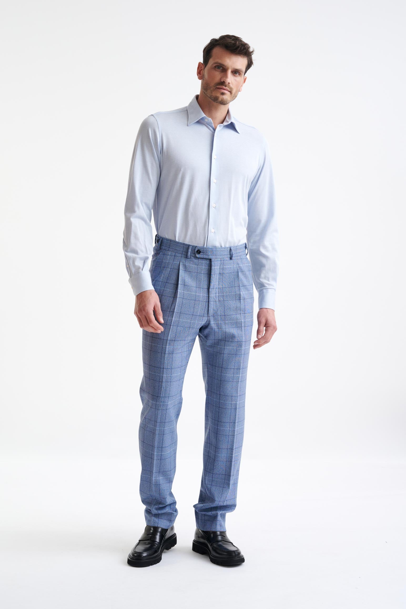 Mid-Blue Wool Farley Trousers Lifestyle — detail 1