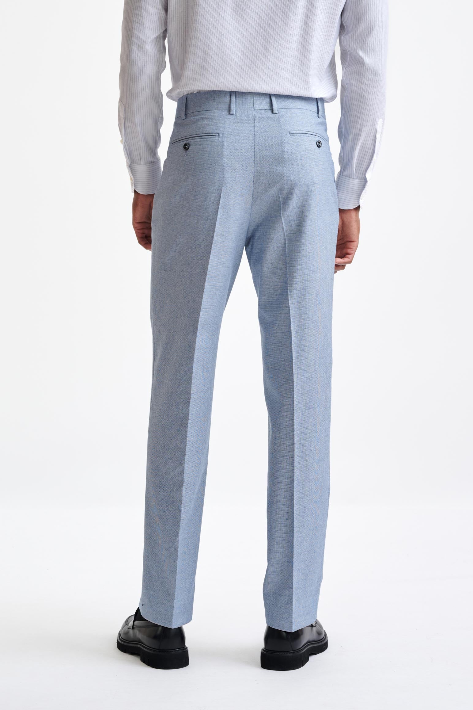 Light Blue Wool & Cotton Farley Trousers Lifestyle — detail 4