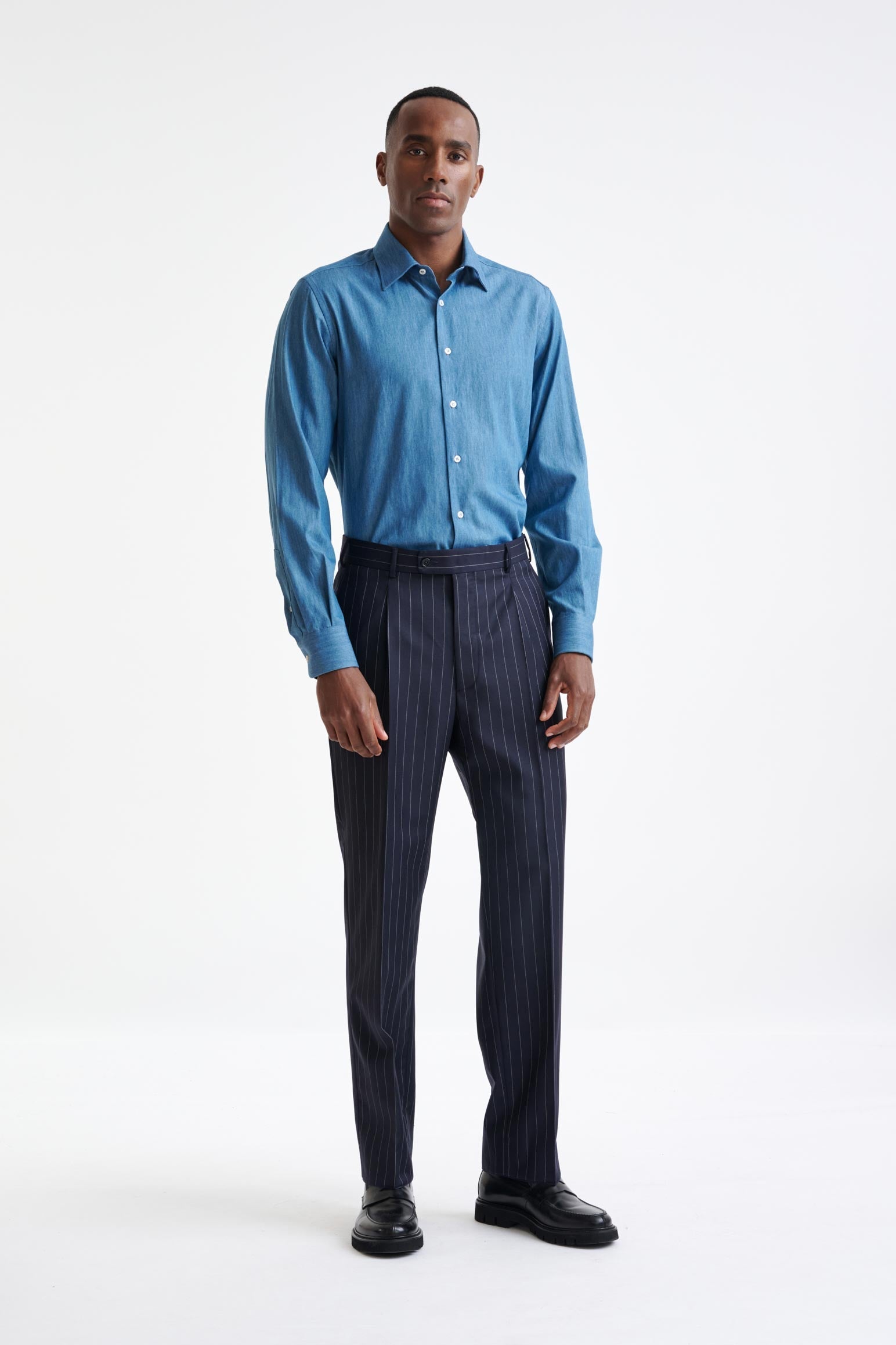 Navy Super 100's Merino Wool Farley Trousers The Royal — detail 1