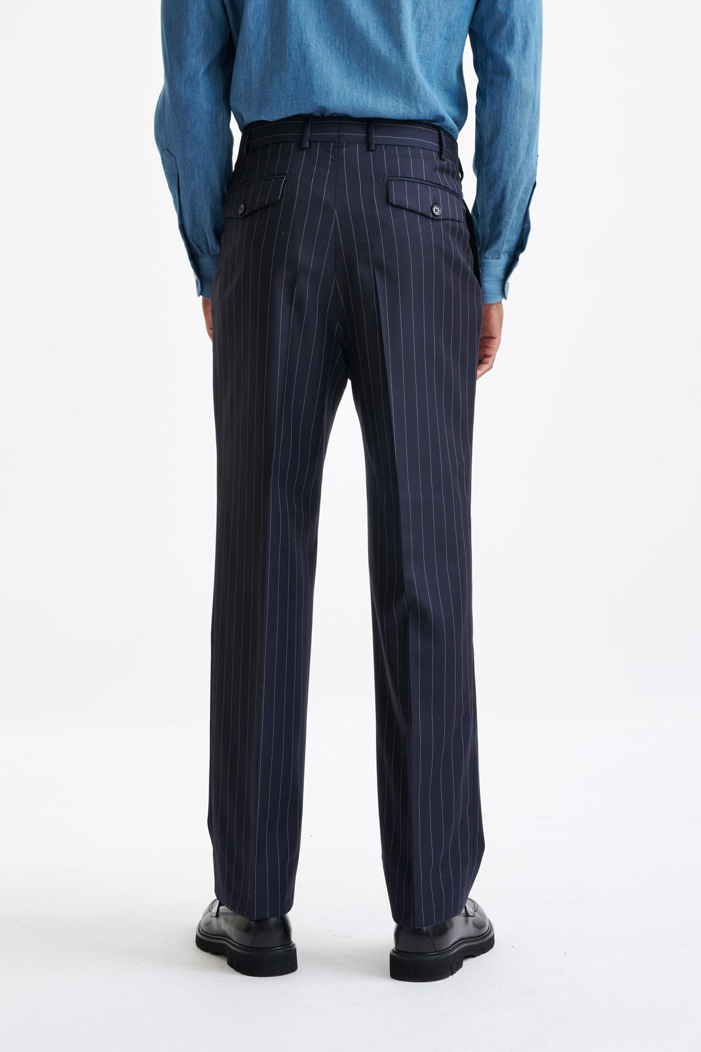 Navy Super 100's Merino Wool Farley Trousers The Royal — detail 4